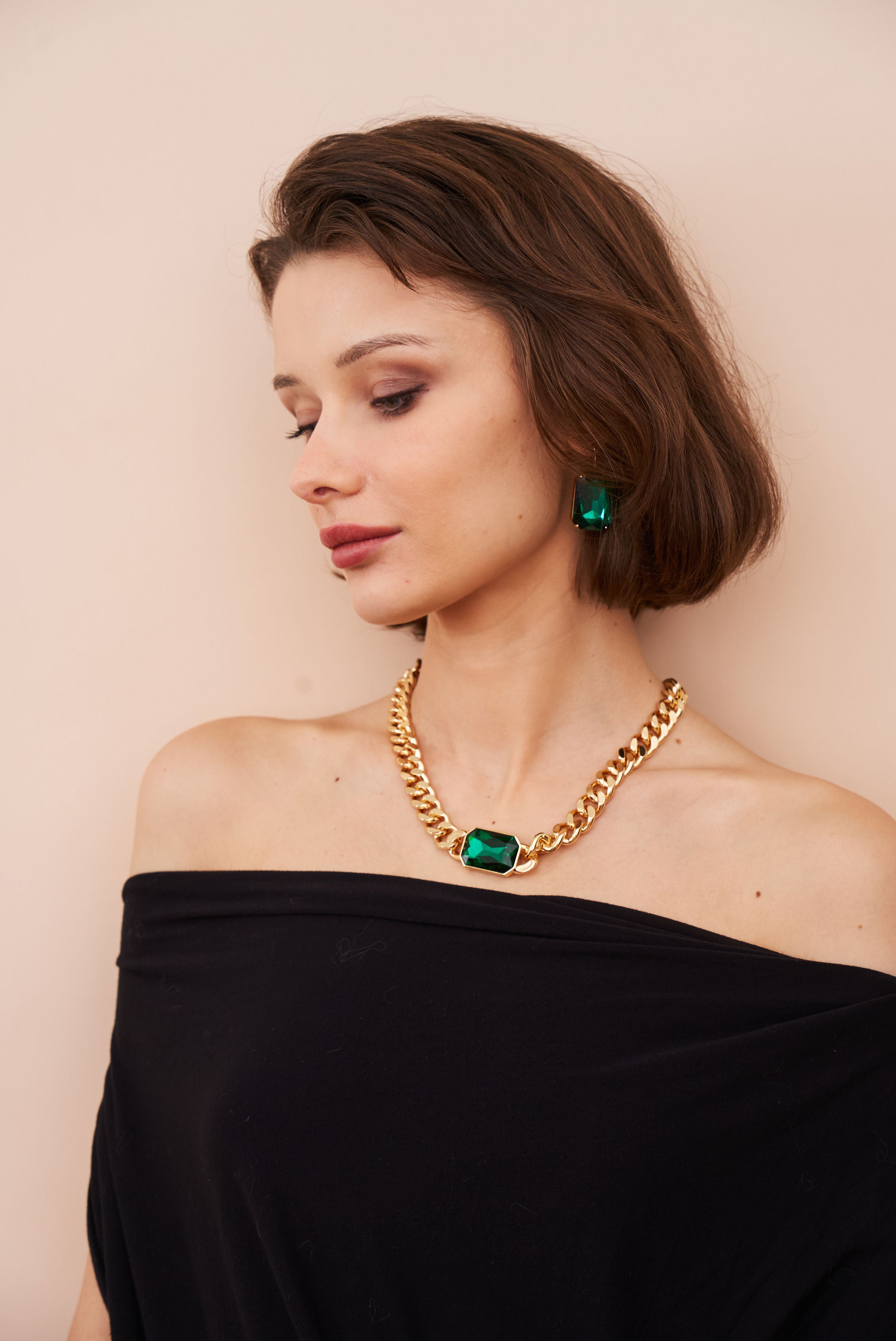 Emerald Octagon Chain Necklace