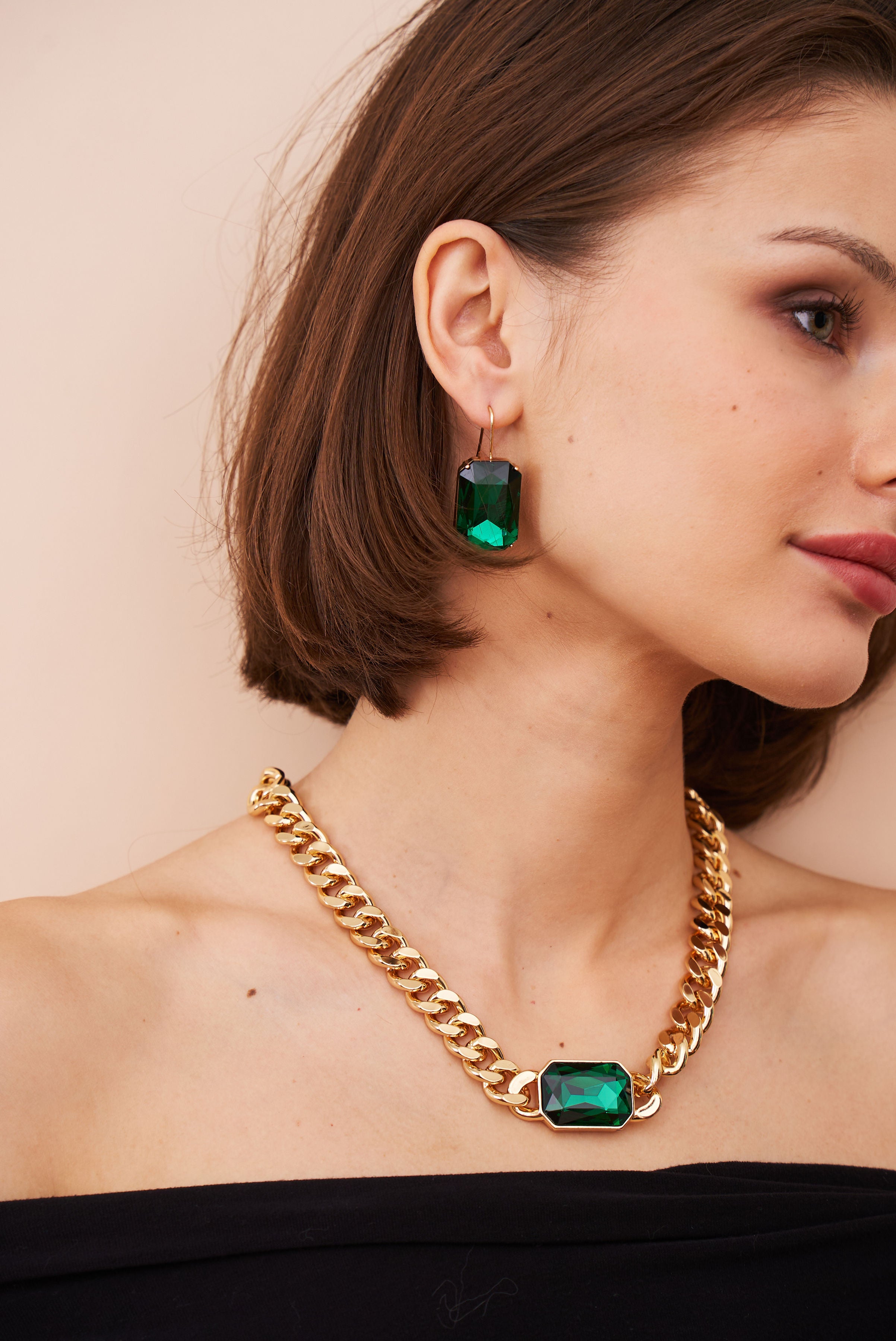 Emerald Octagon Chain Necklace