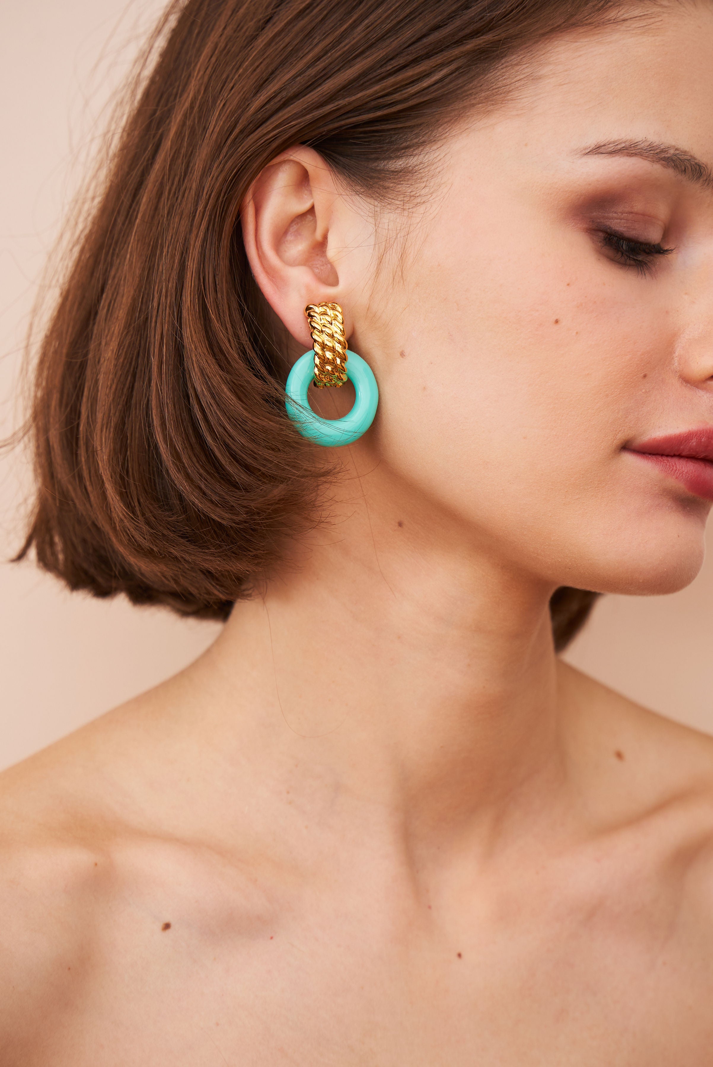 Turquoise Doorknocker Pierced Earrings