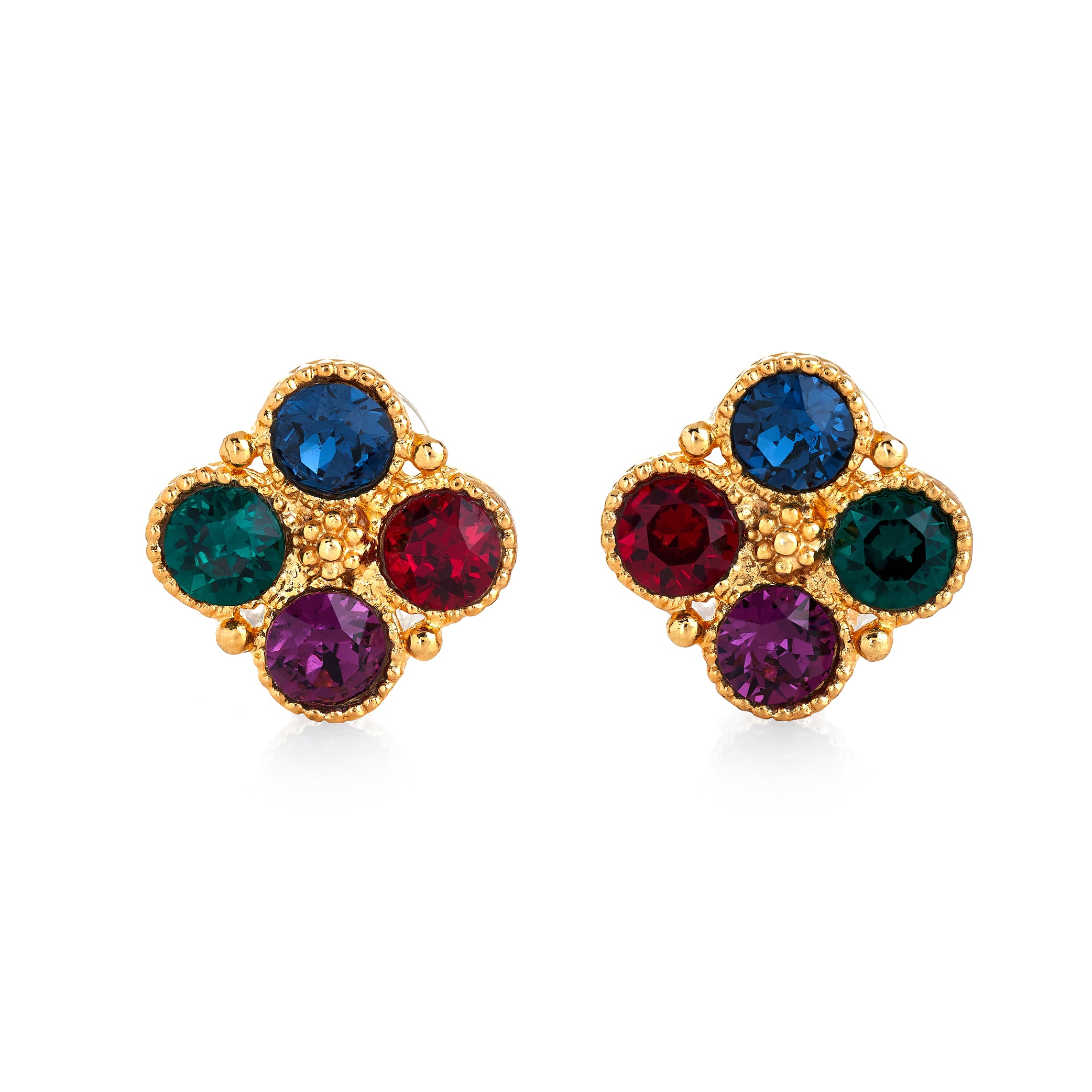 Multi-Dark Gold Clip Earrings