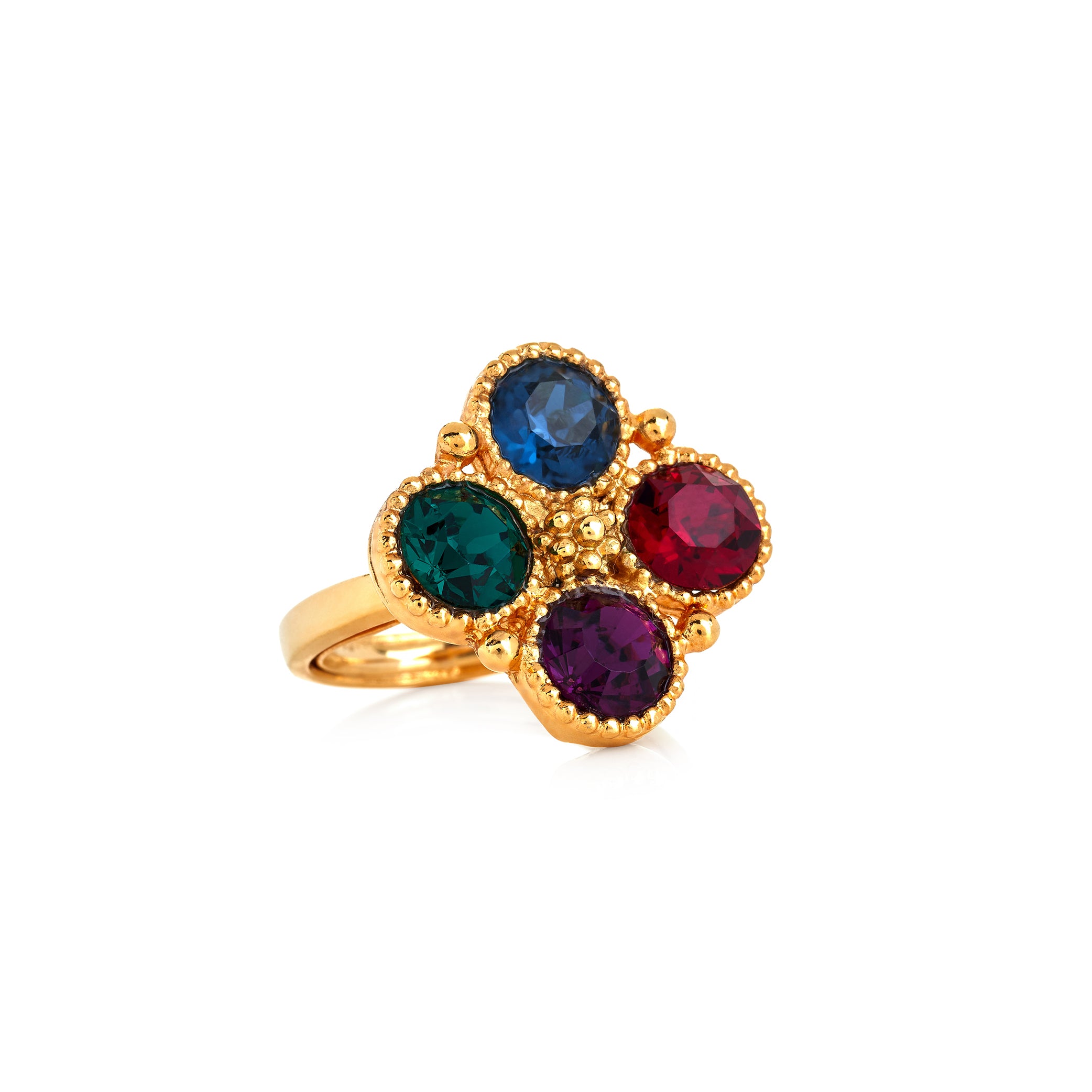 Multi-Dark Stone Gold Ring