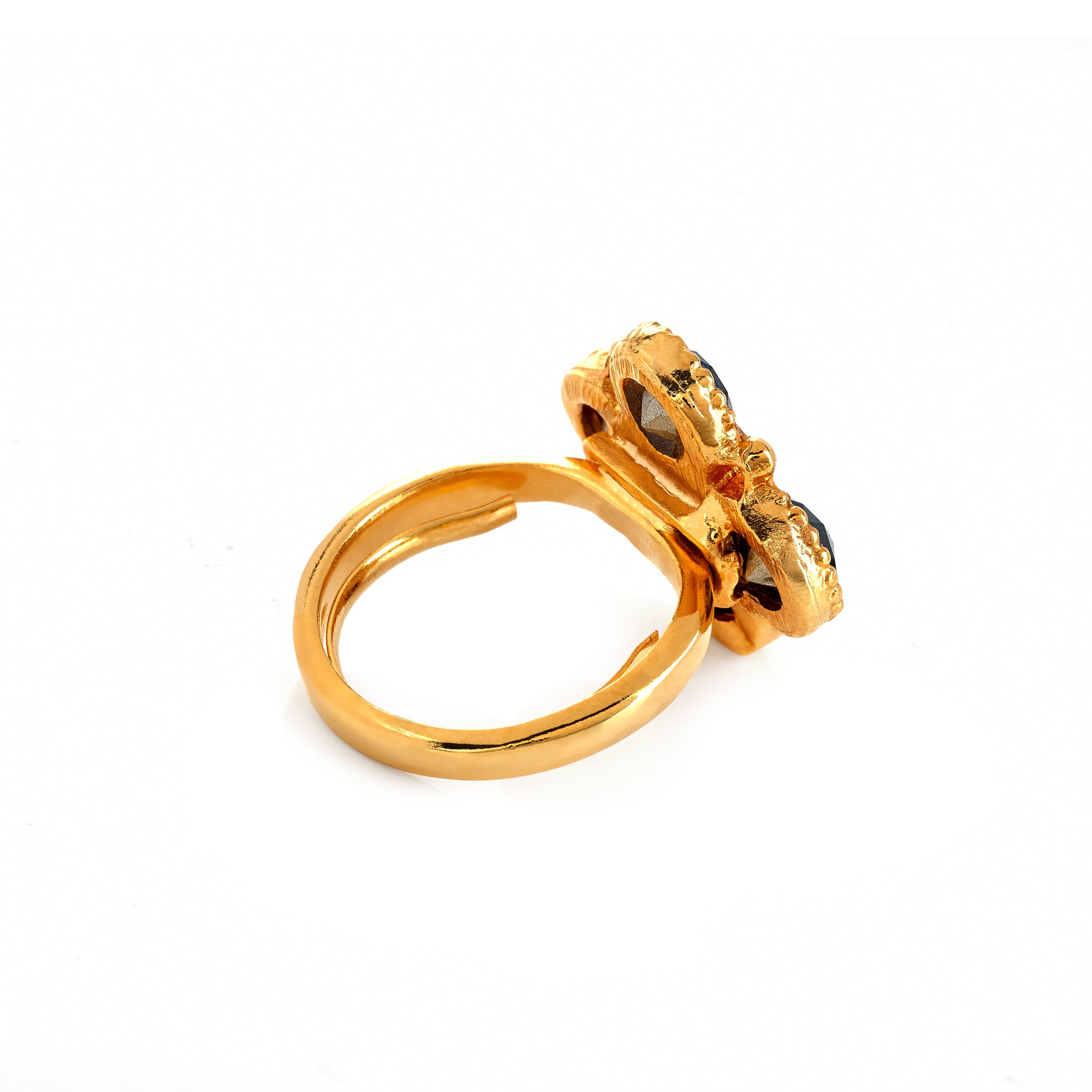 Multi-Dark Stone Gold Ring