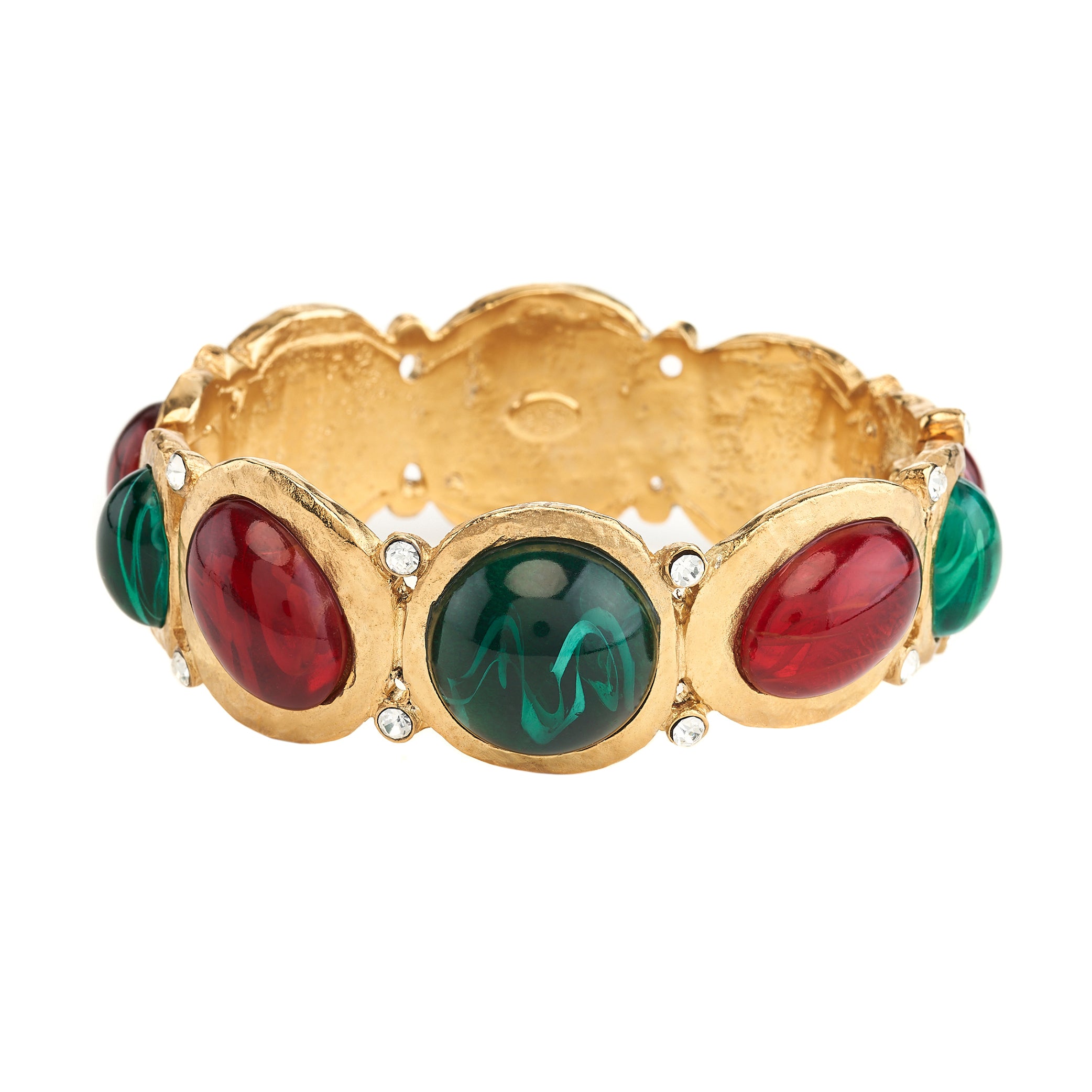 Emerald & Ruby Cabochon Bangle