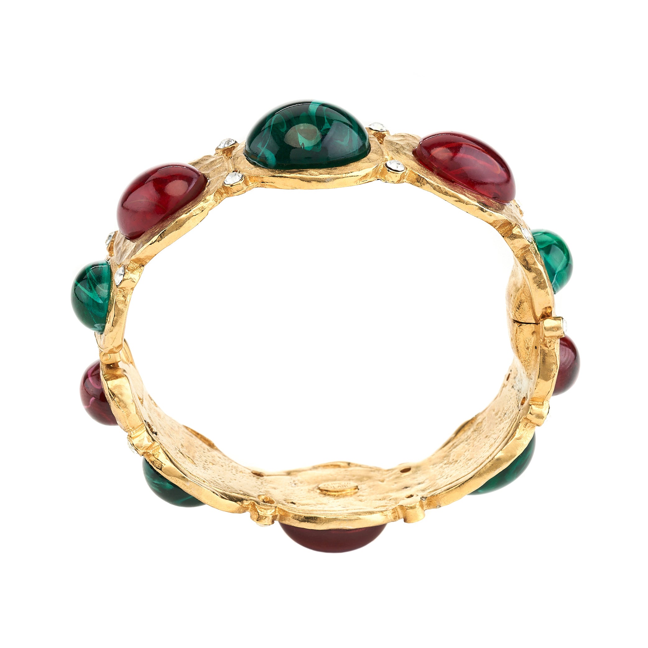 Emerald & Ruby Cabochon Bangle