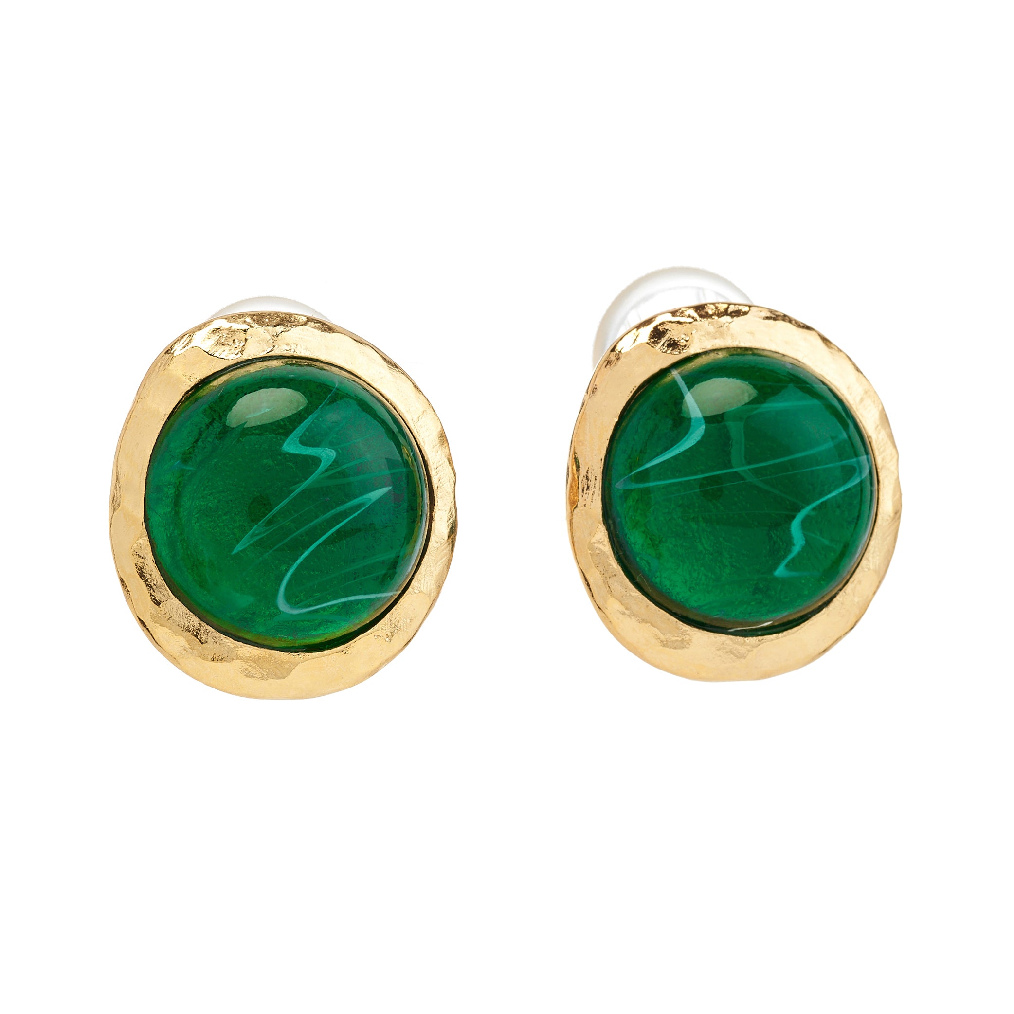 Gold Button Clip-On Earrings