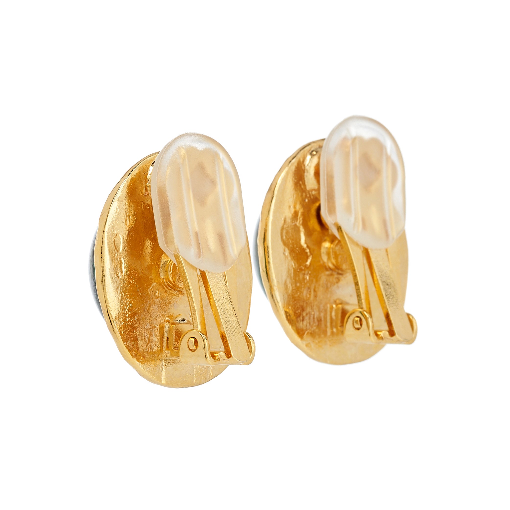 Gold Button Clip-On Earrings