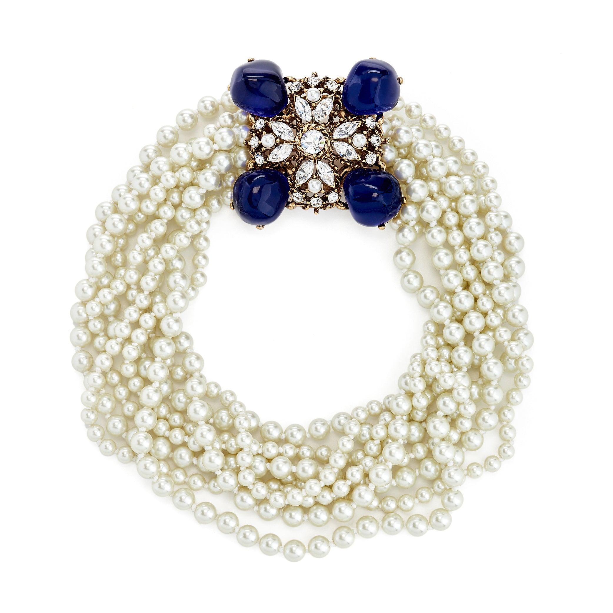 Vintage Montana Stone Clasp Pearl Necklace