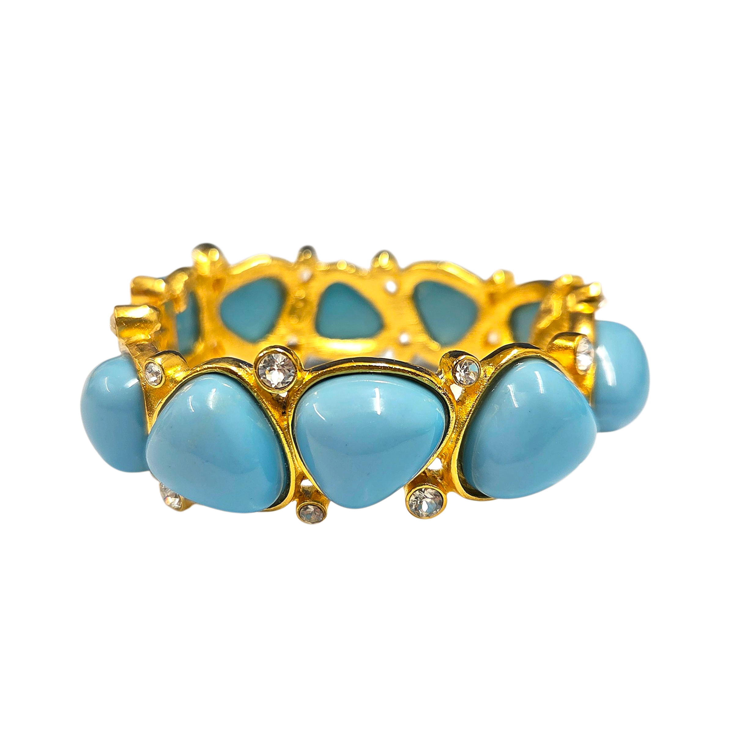 Turquoise and Crystal Hinged Bracelet