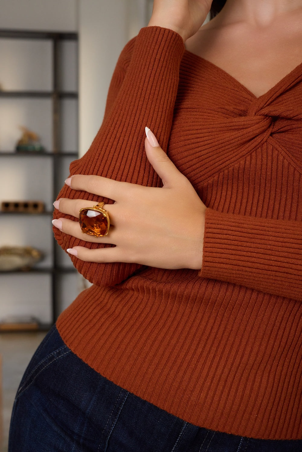 Golden Topaz Cocktail Ring