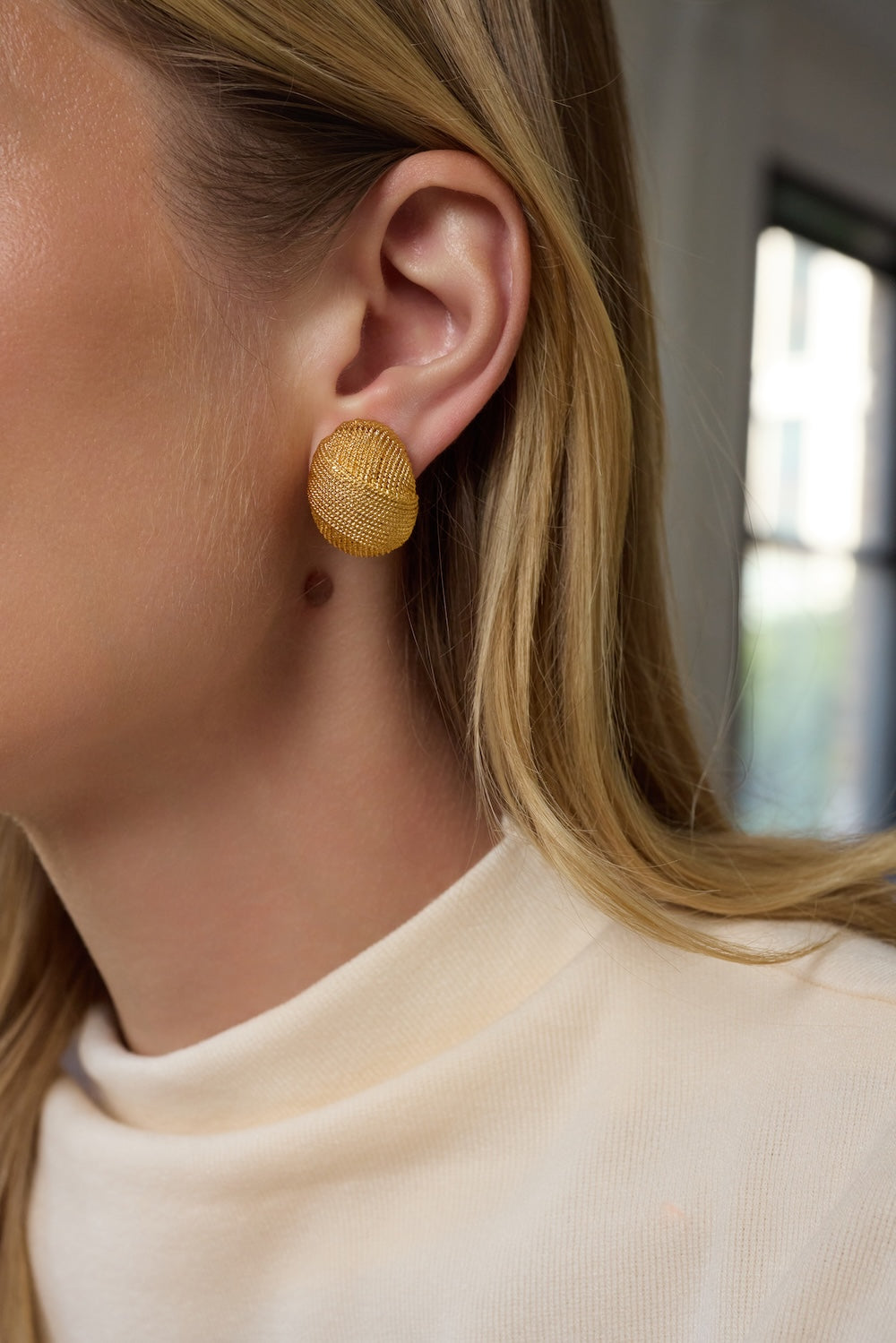 Textured Gold Clip Earrings