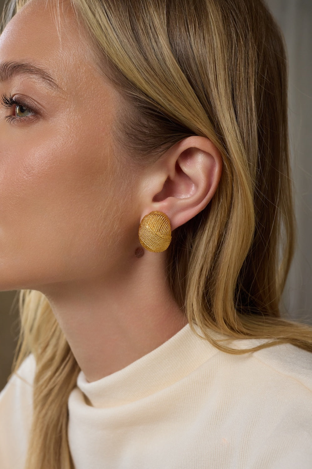 Textured Gold Clip Earrings