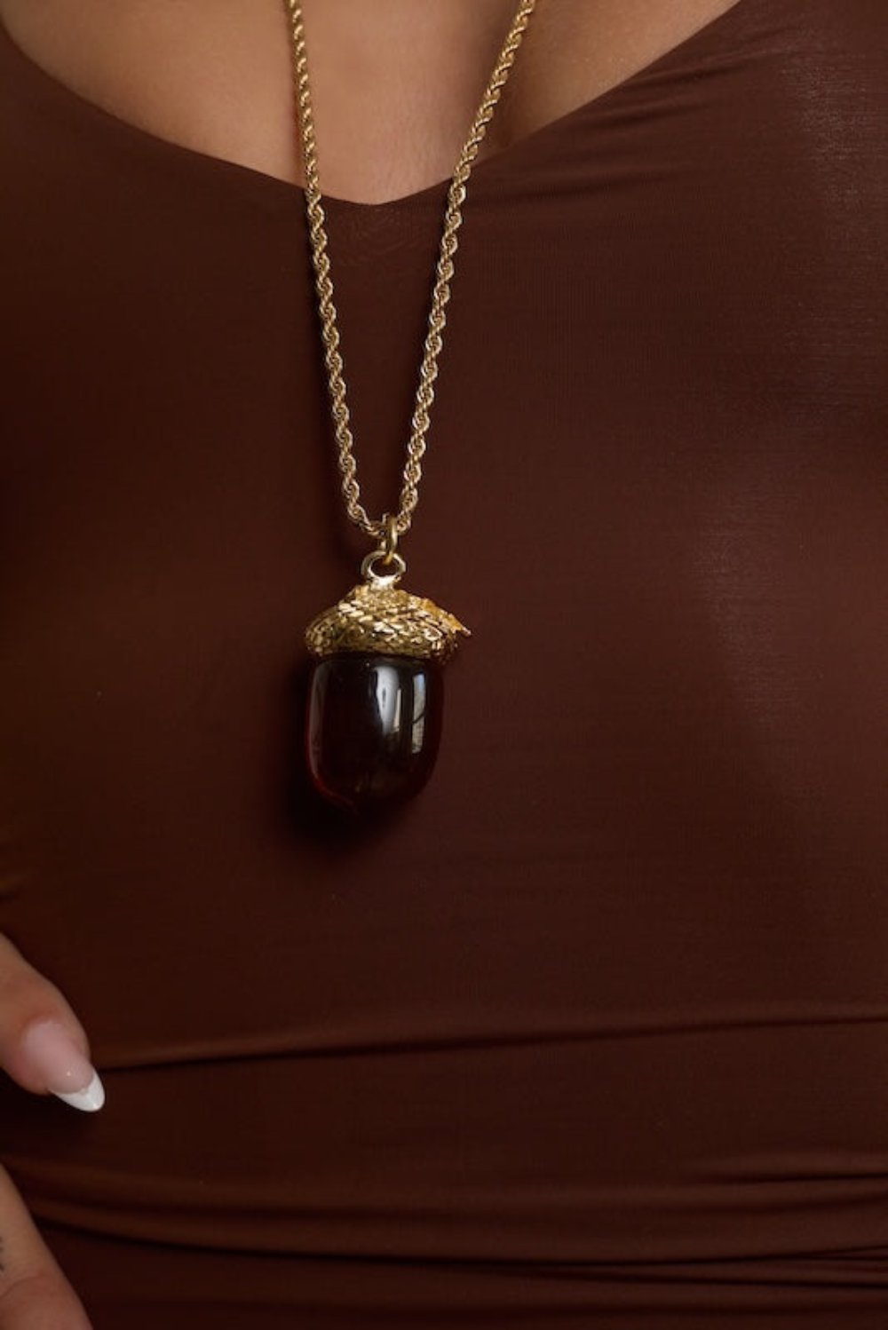 Tortoise Acorn Pendant Necklace