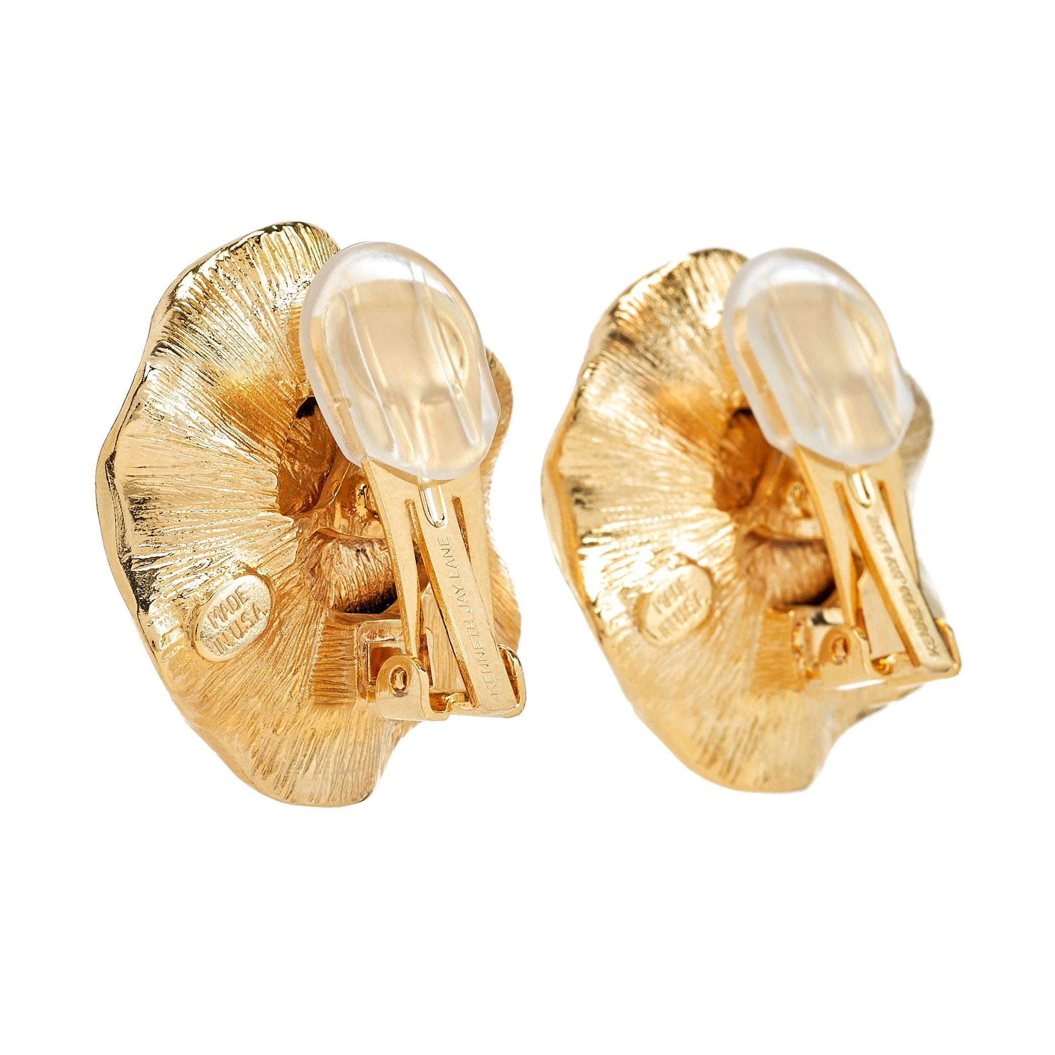 Black Enamel Flower Clip-On Earrings