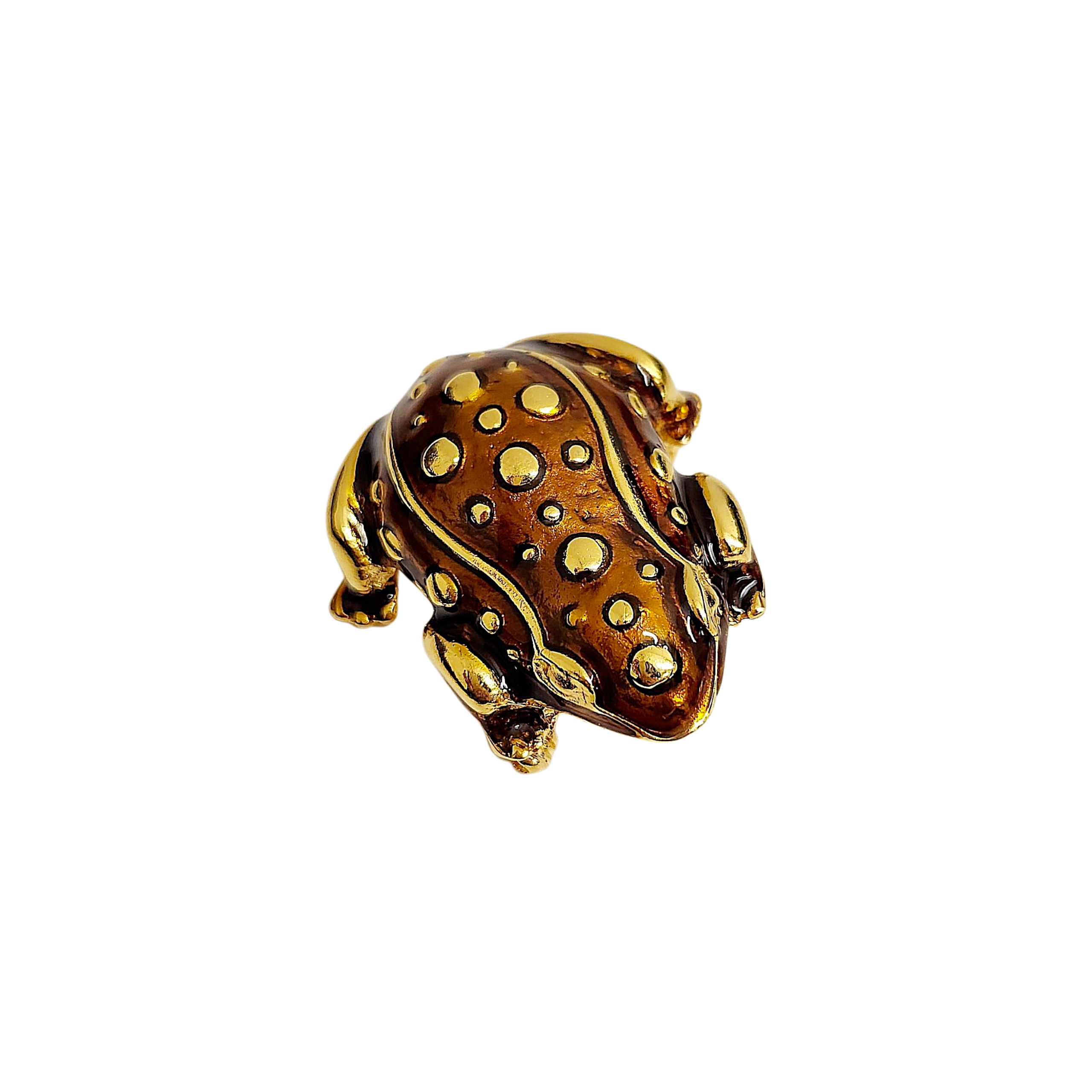 Brown Enamel Frog Pin