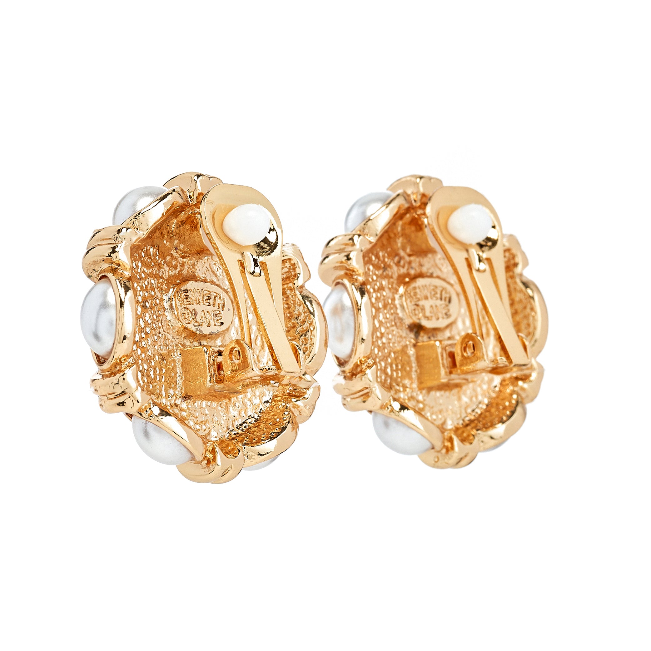 Pearl Cabochon Button Clip-On Earrings