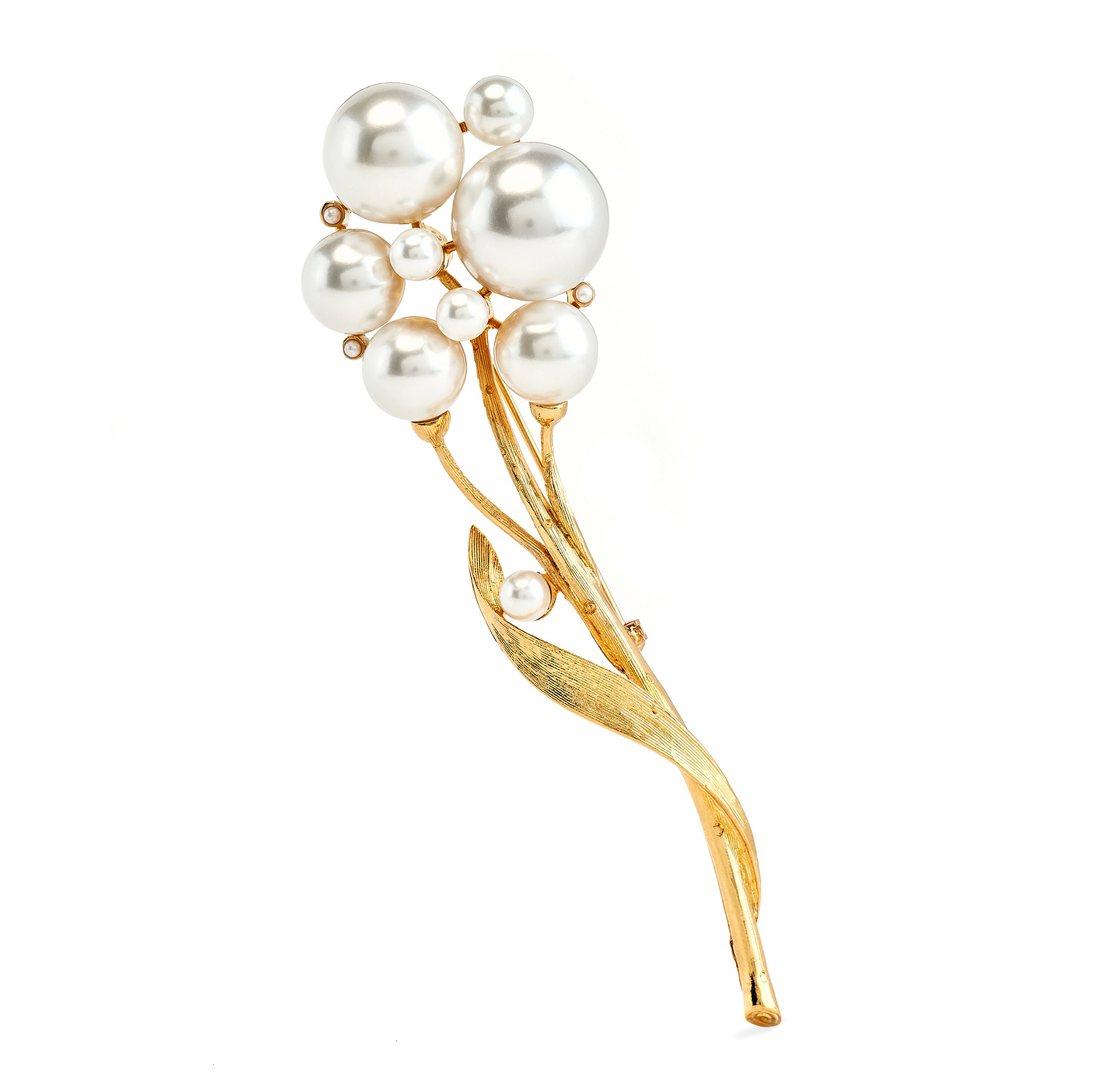 Gold Flower Pin with Pearls