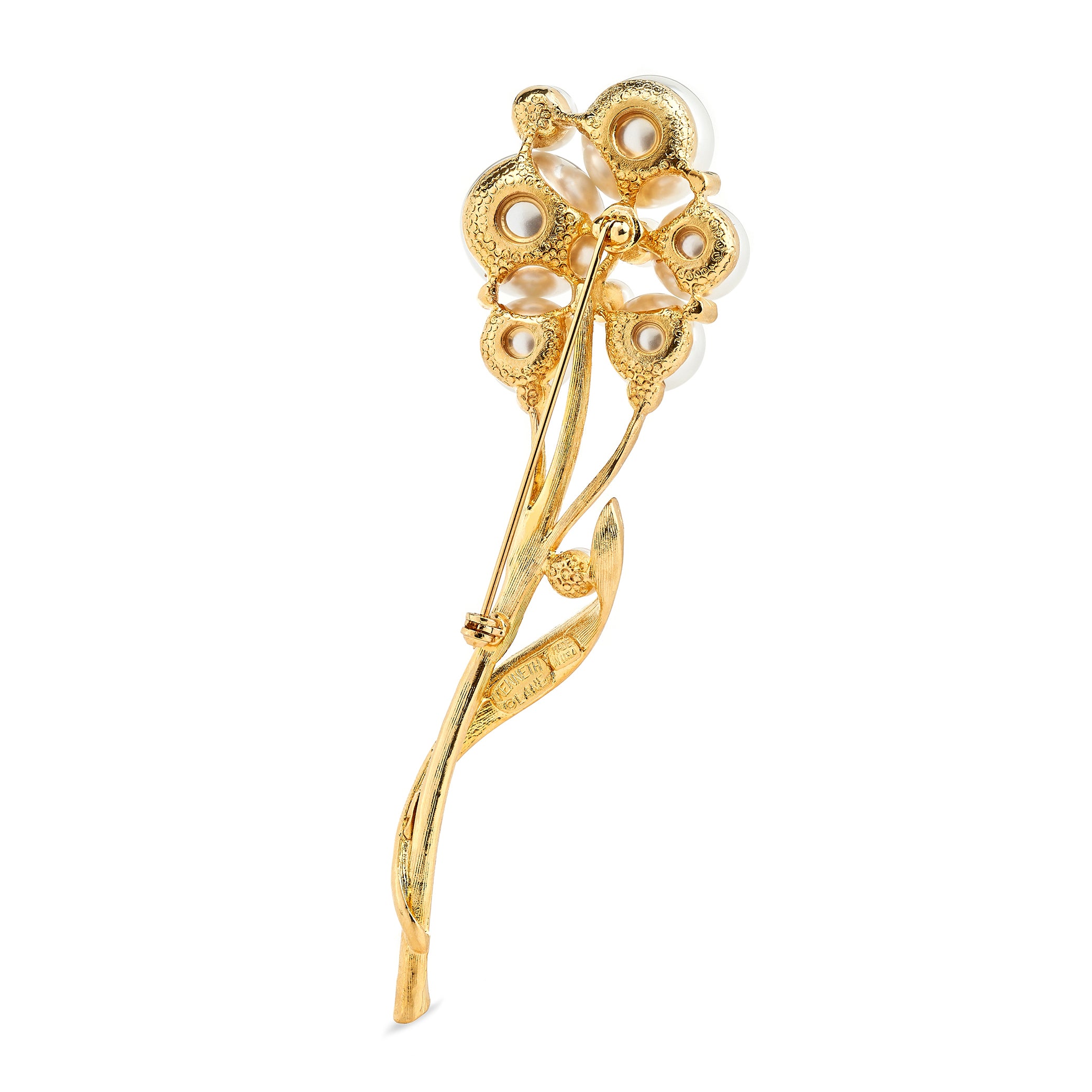 Gold Flower Pin with Pearls