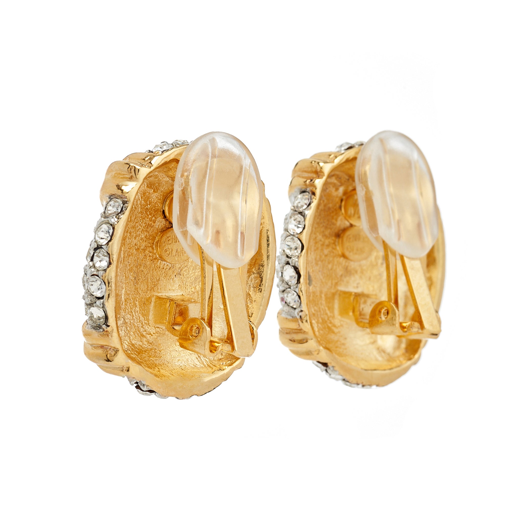 Ruby Center Button Clip-On Earrings