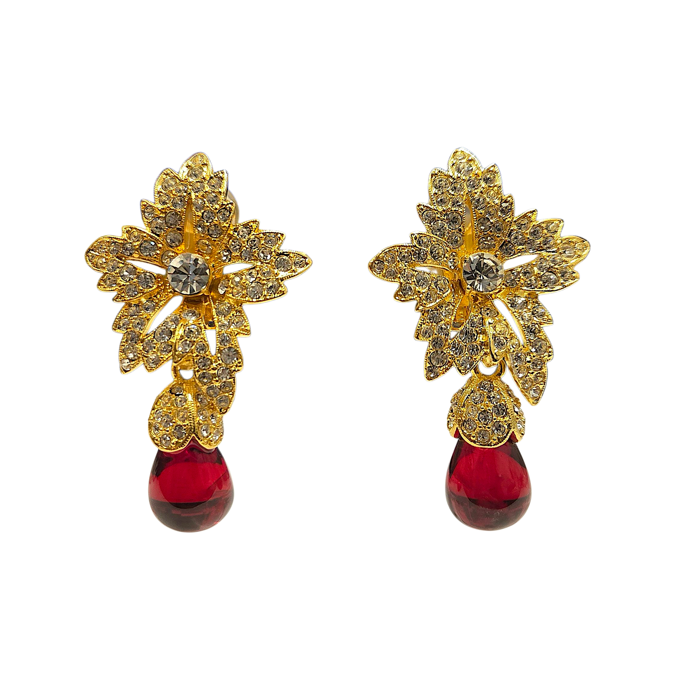 Jackie Kennedy Onassis Foliate Clip-On Earrings