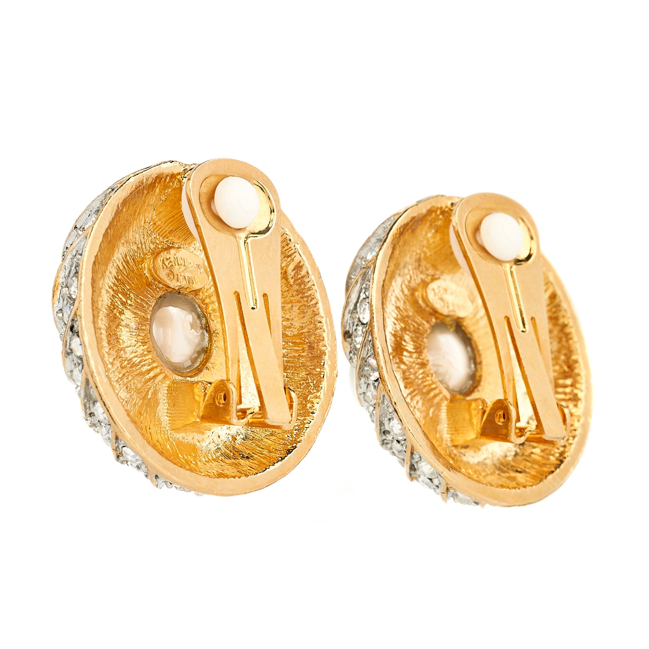 Crystal Pavé Earrings with Pearl Centers