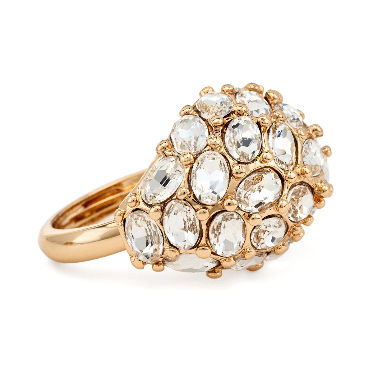 Oval Crystal Cluster Dome Ring, gold