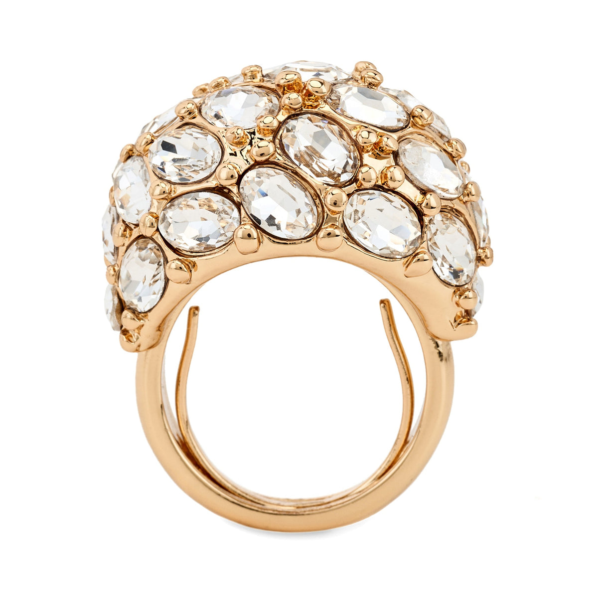 Oval Crystal Cluster Dome Ring, gold