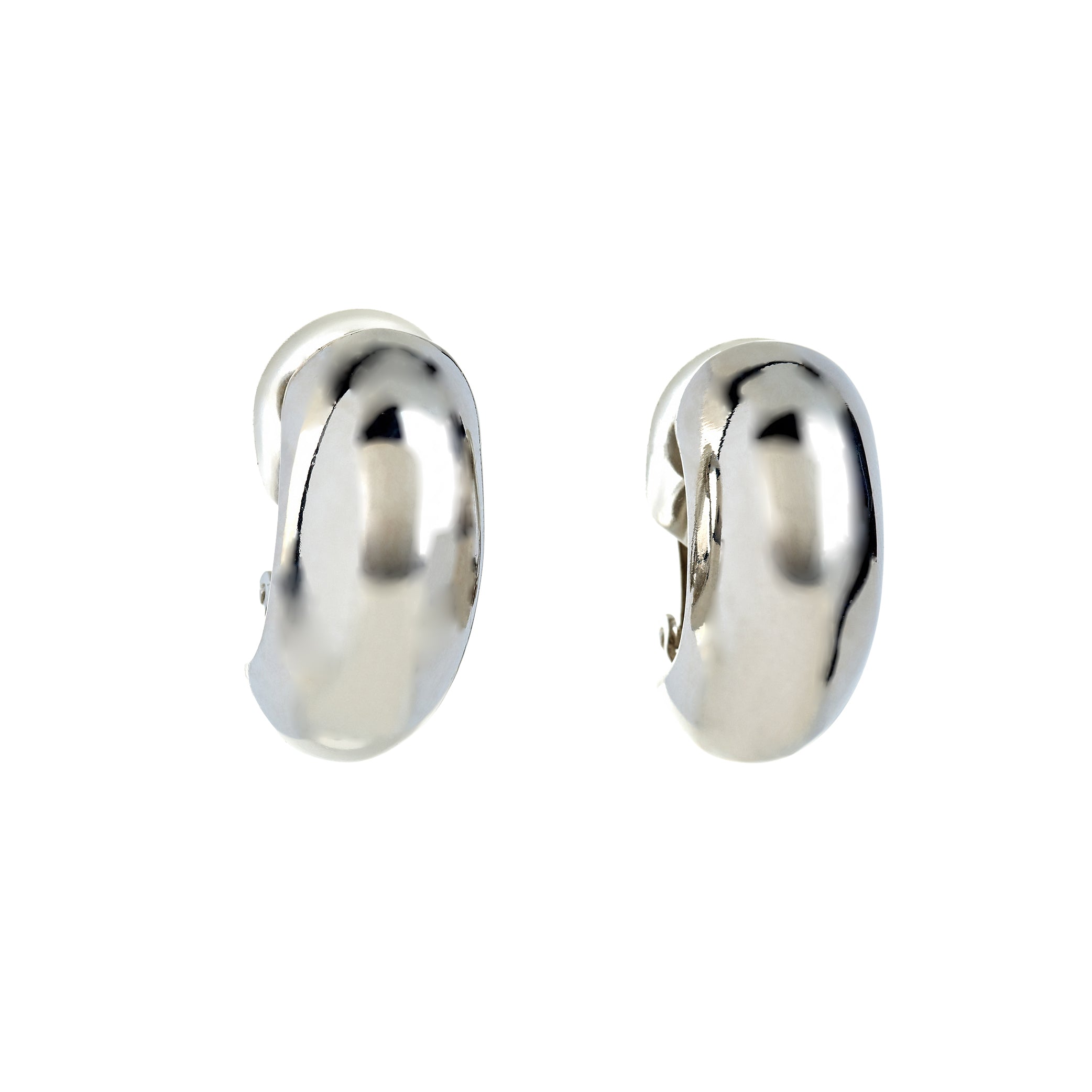 Polished Silver Hoop Clip Earrings