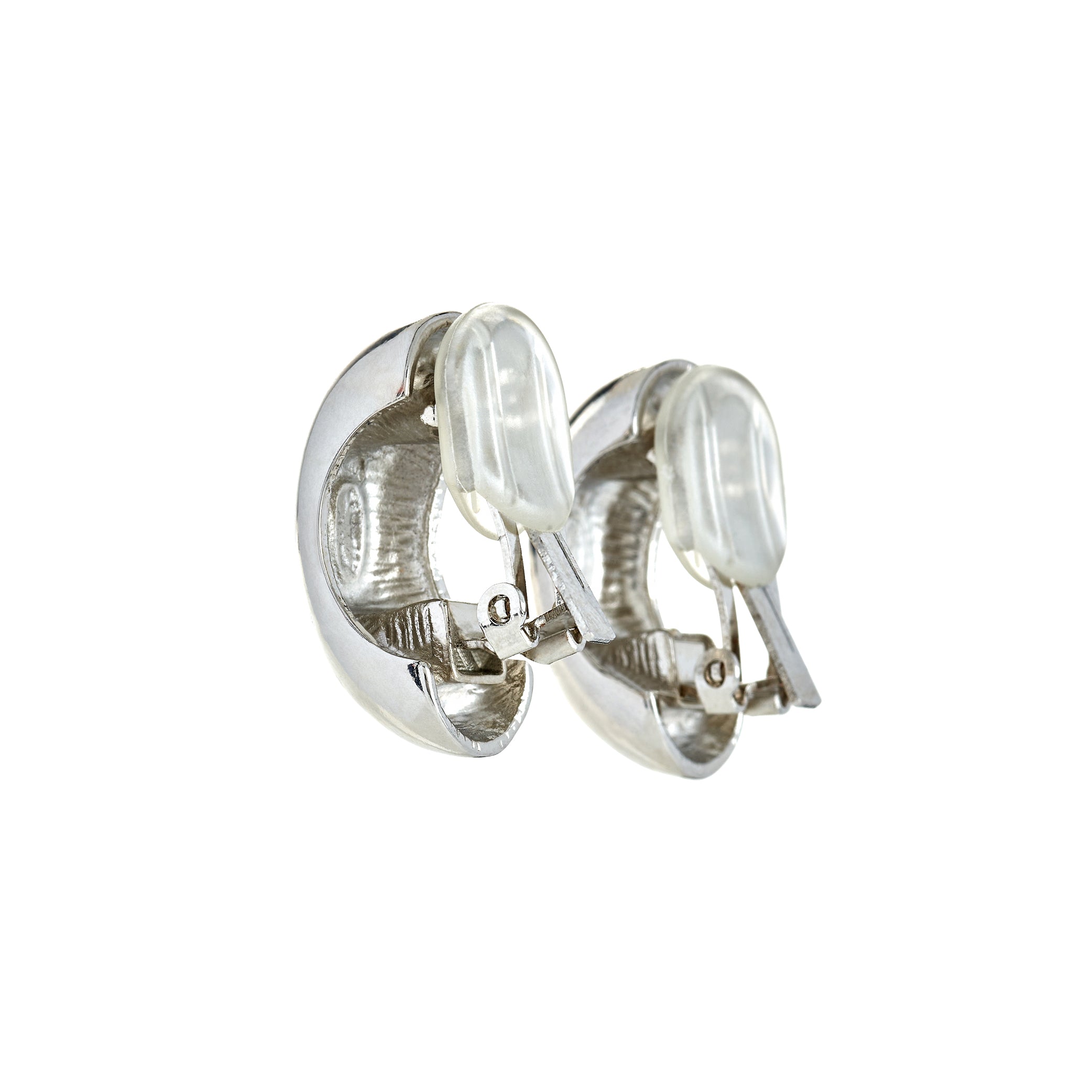 Polished Silver Hoop Clip Earrings