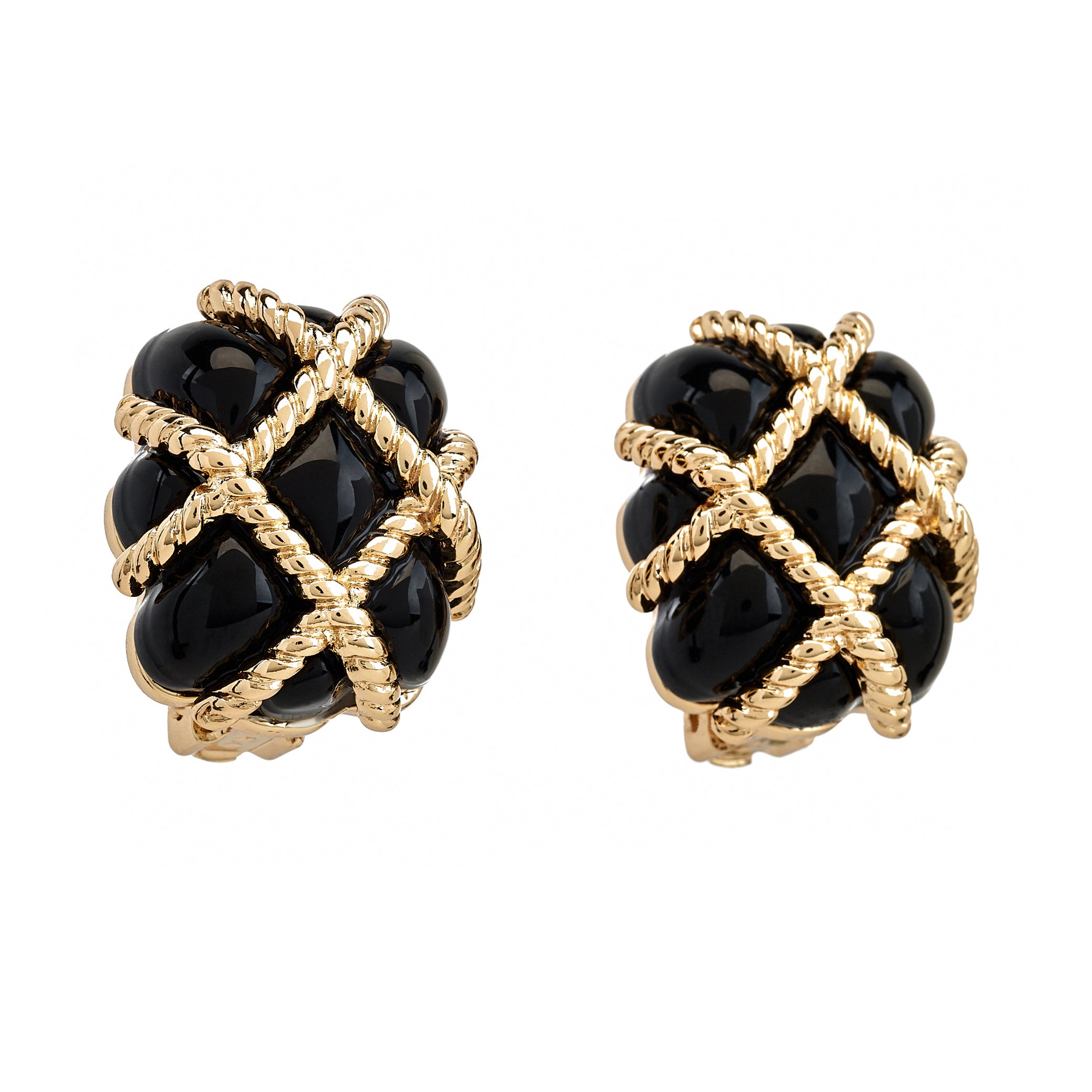 Quilted Clip-On Earrings - Black