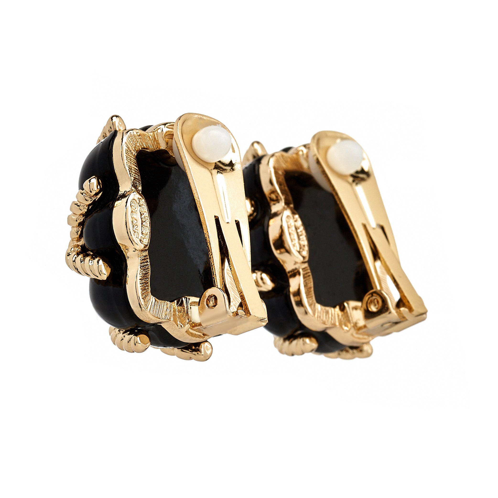 Quilted Clip-On Earrings - Black