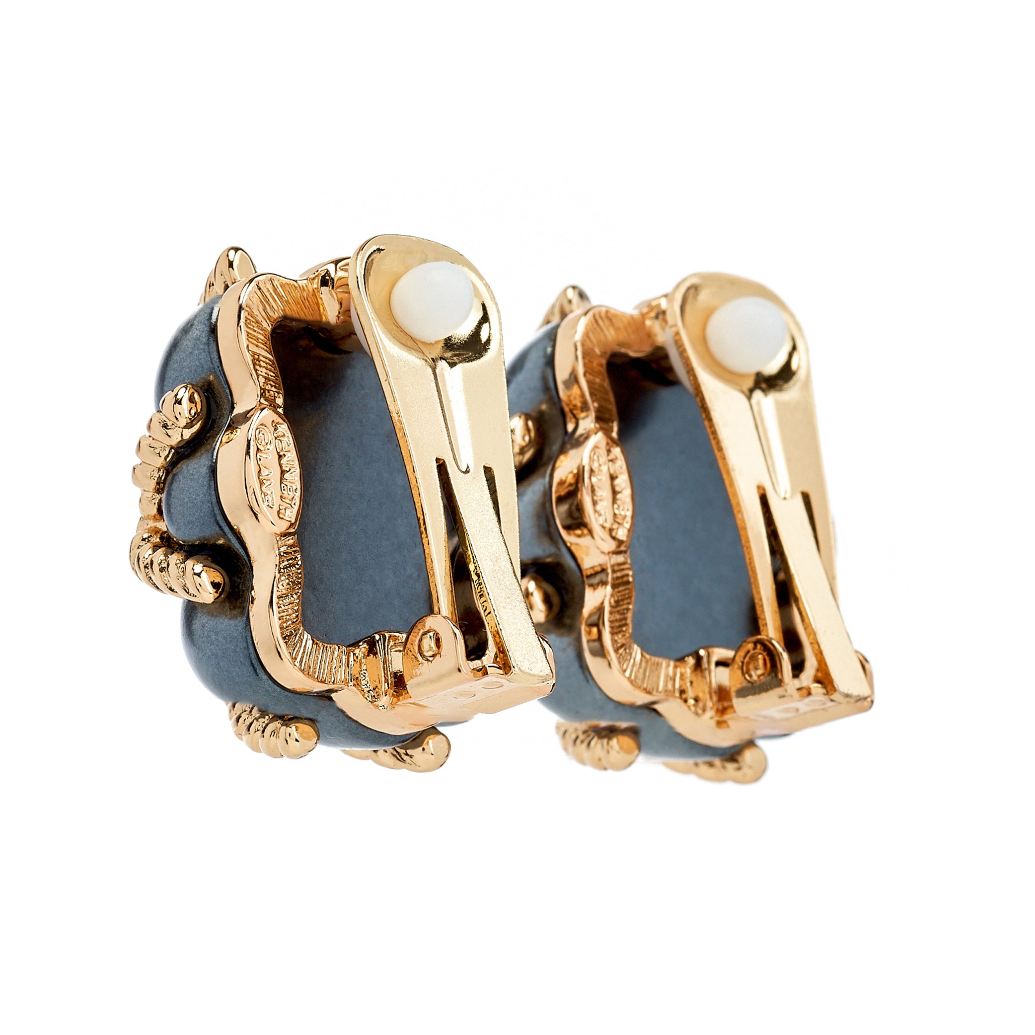 Quilted Grey Pearl Clip-On Earrings