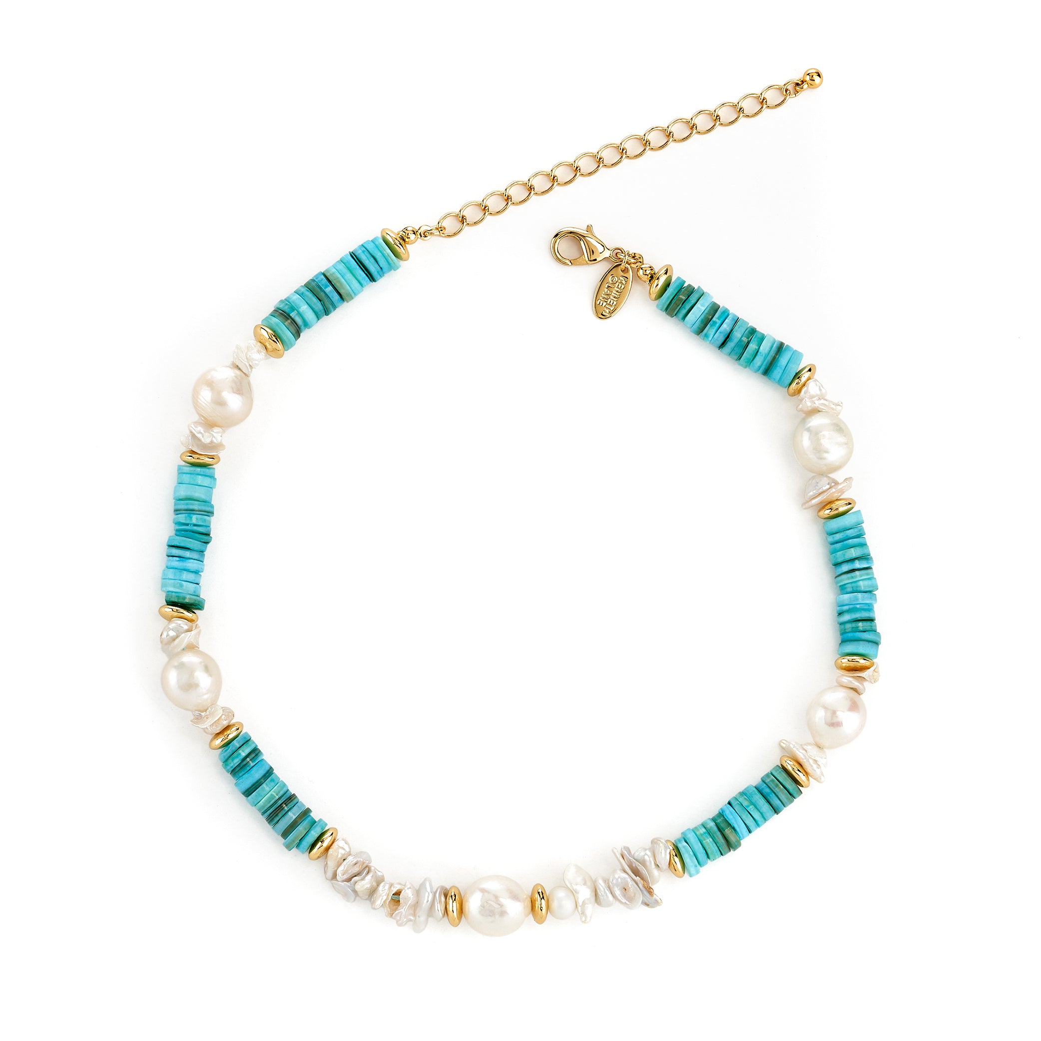 Turquoise Chips Strand Pearl Necklace