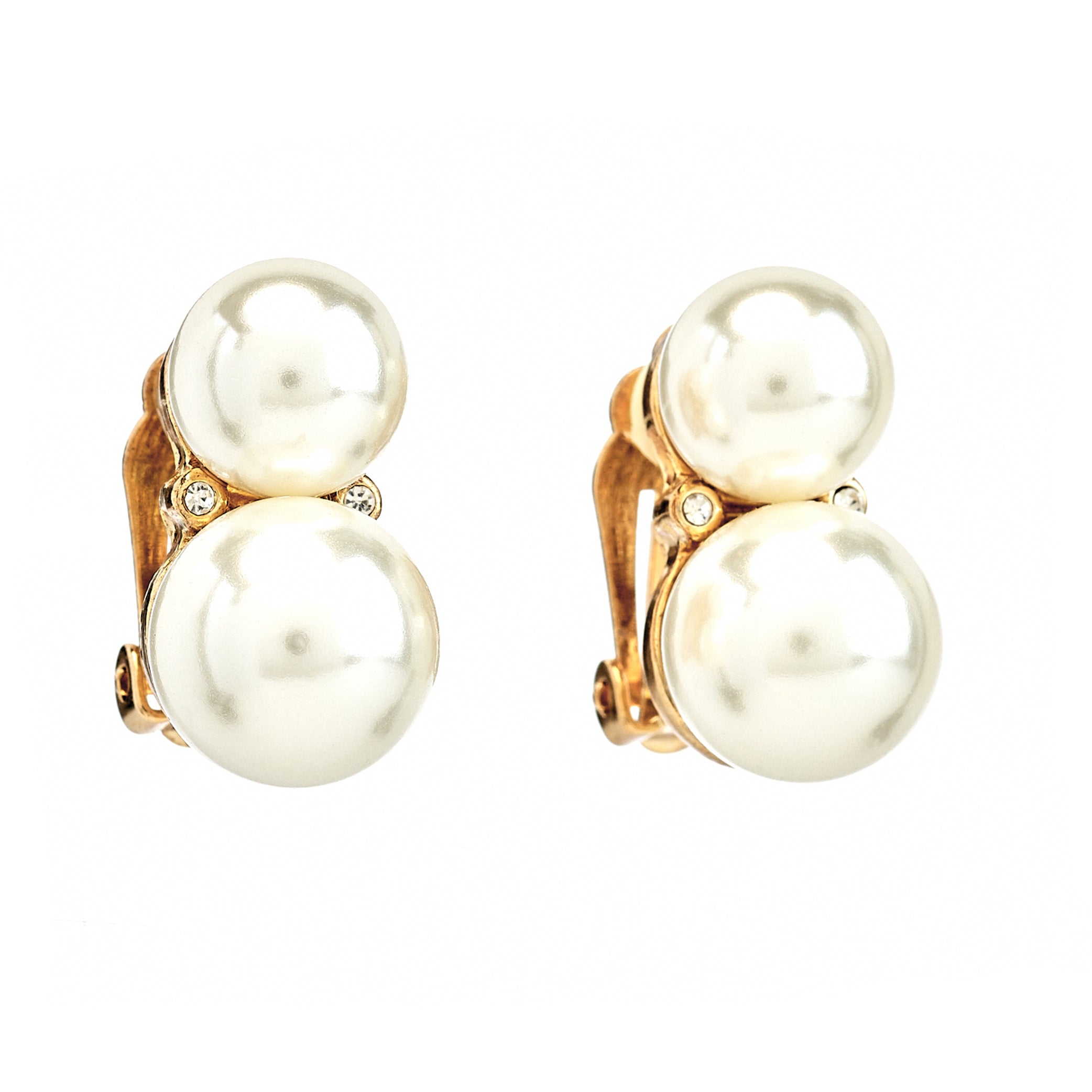 Double Cultura Pearl Clip-On Earrings - Light Cultura Pearl
