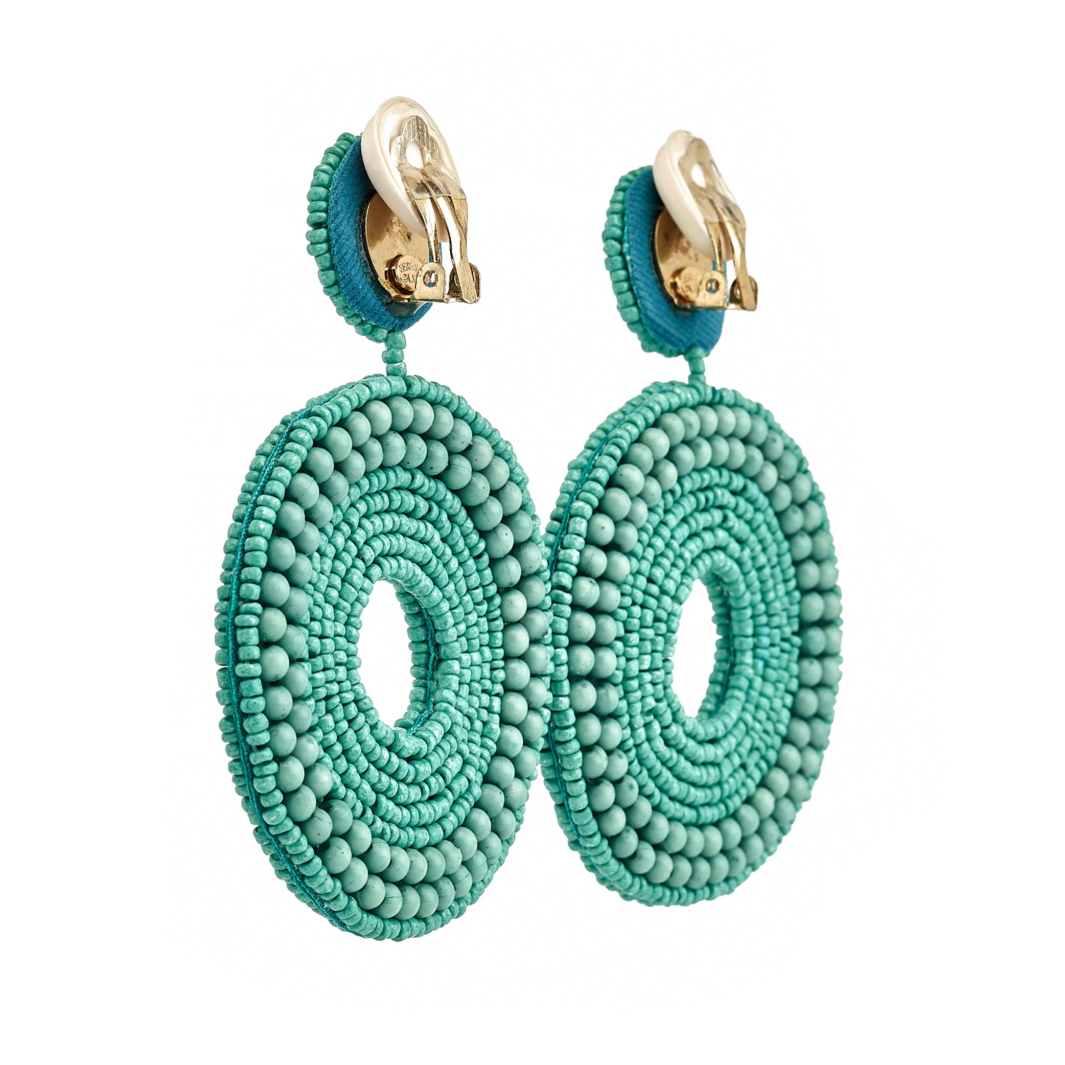 Turquoise Seed Bead Round Drop Earrings