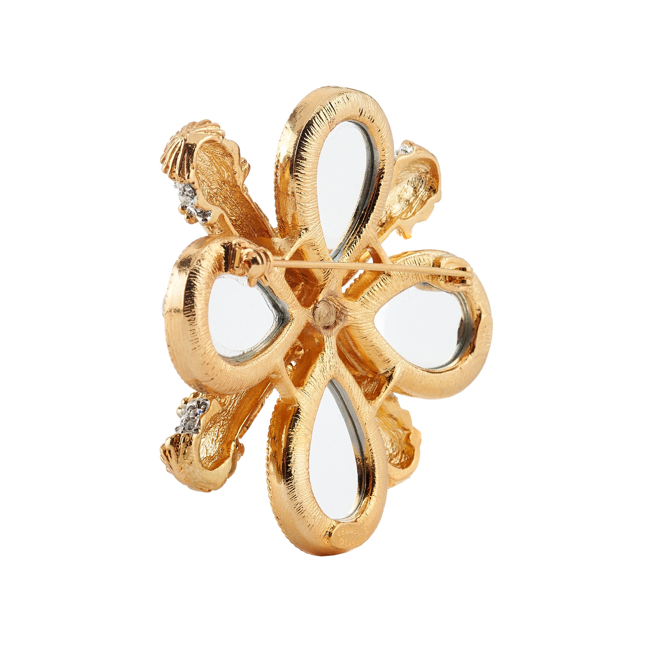 Clear Ribbed Cabochons Cross Pin