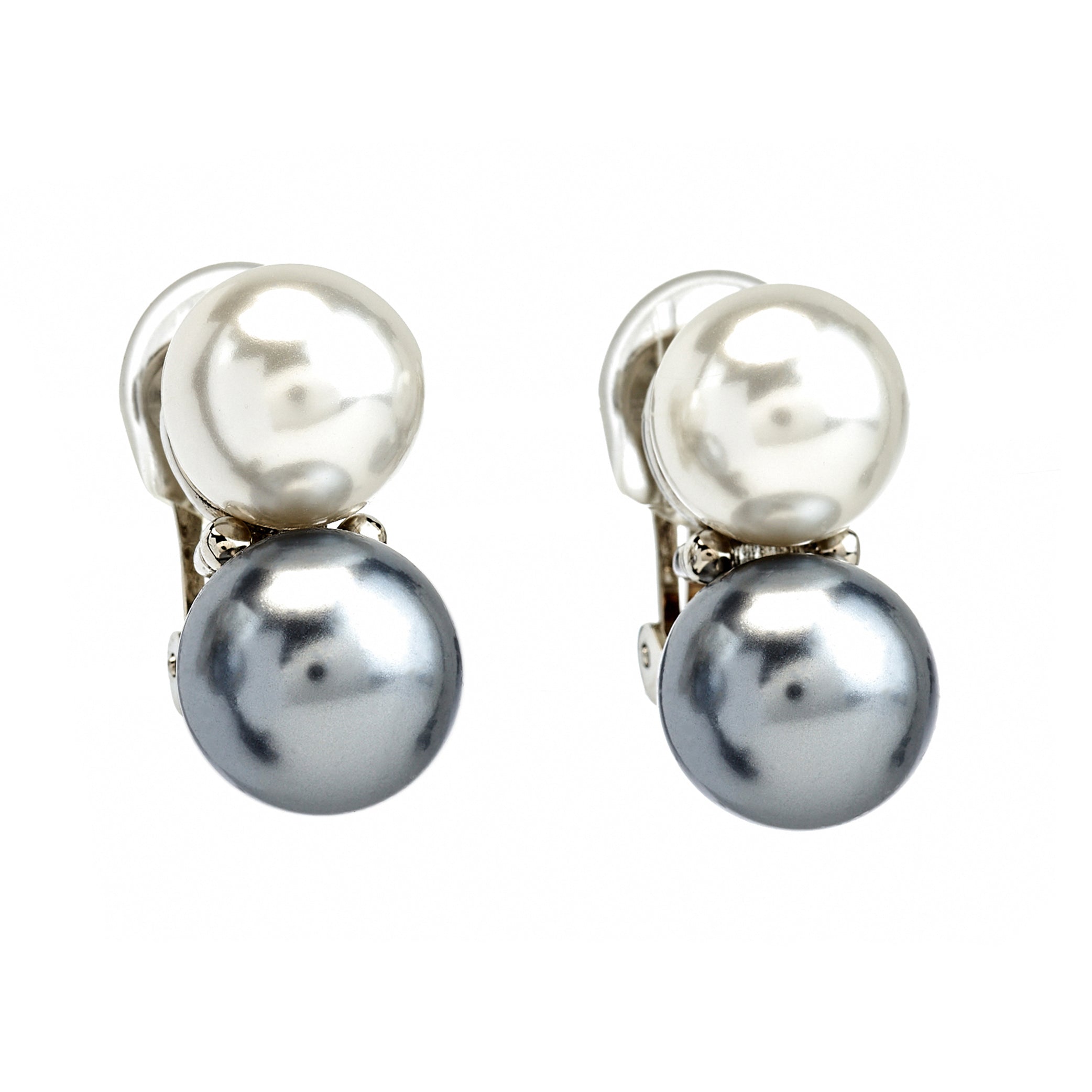 Two-Tone Double Pearl Earrings