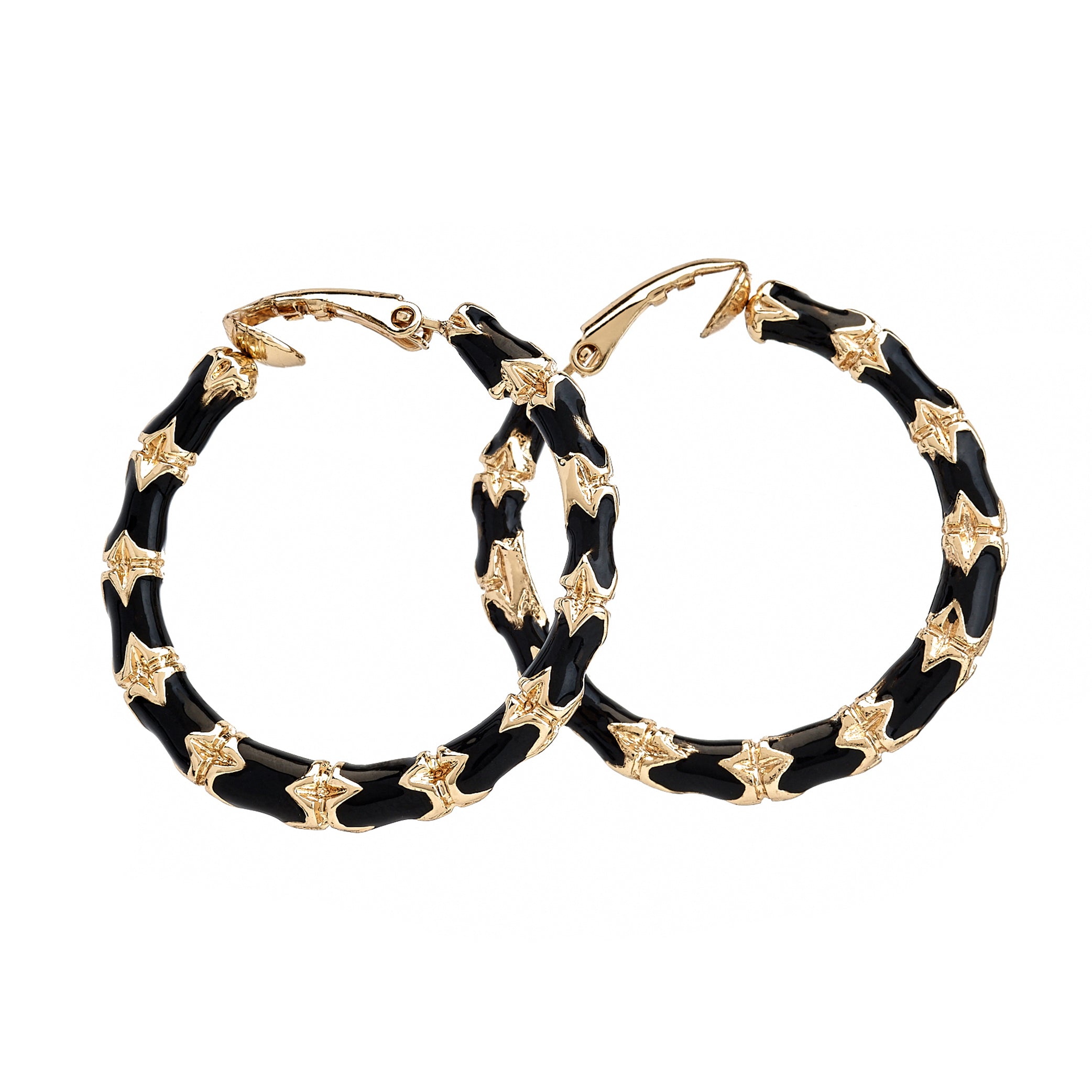 Small Black Bamboo Hoop Earrings