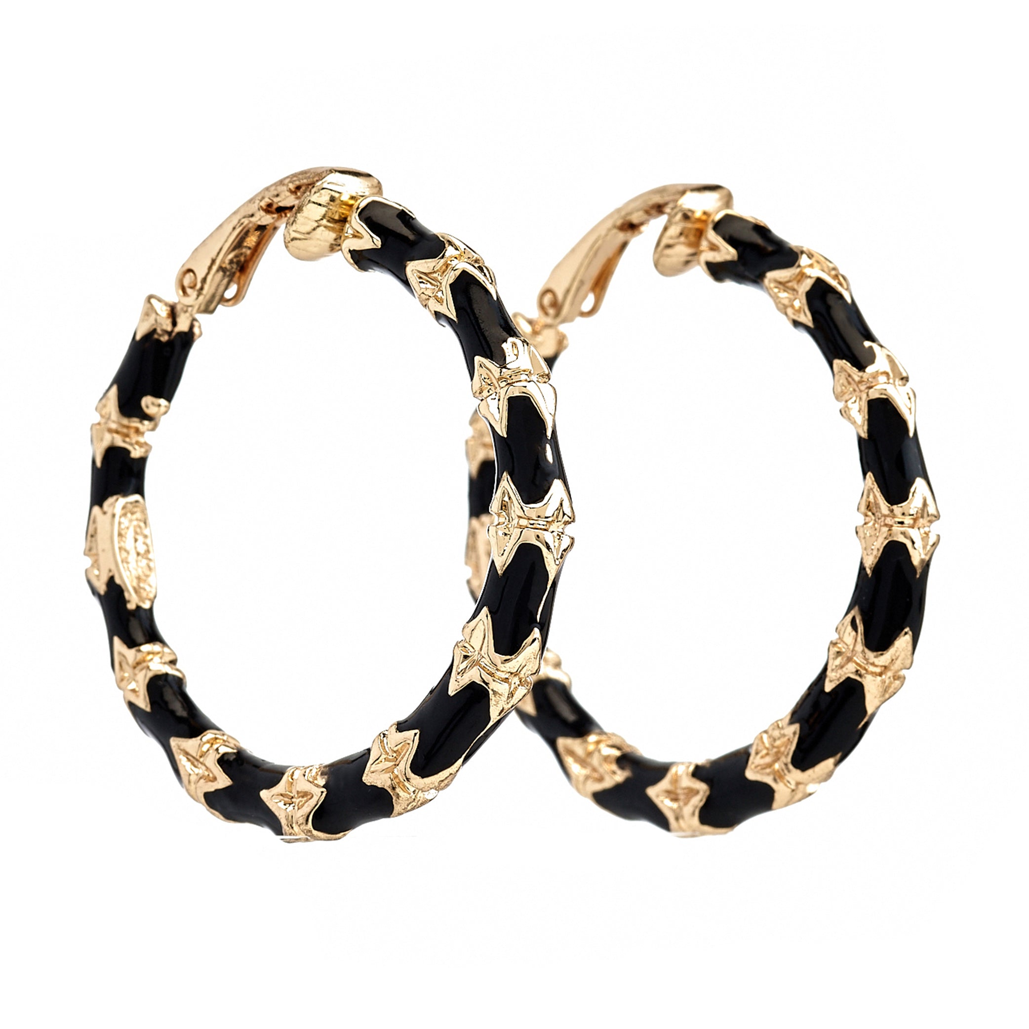 Small Black Bamboo Hoop Earrings