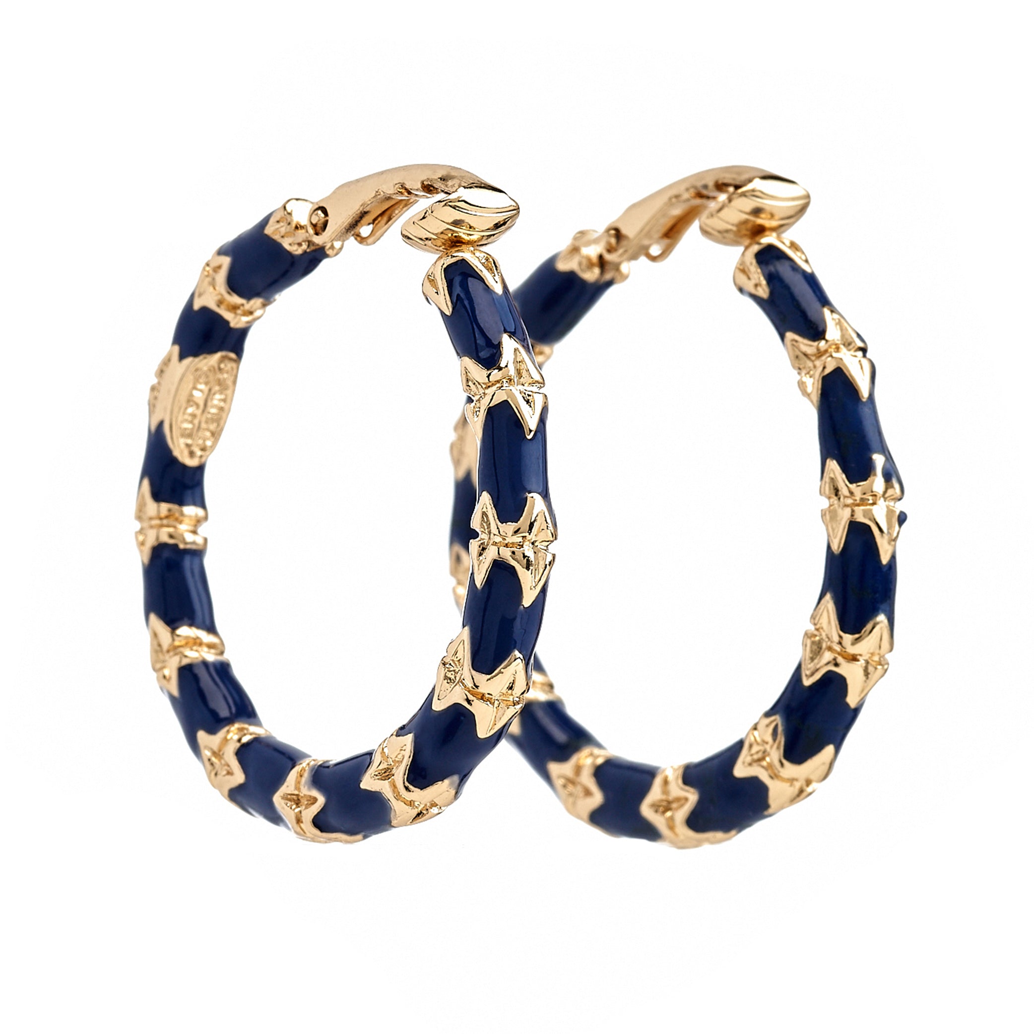 Lapis Bamboo Hoop Earrings