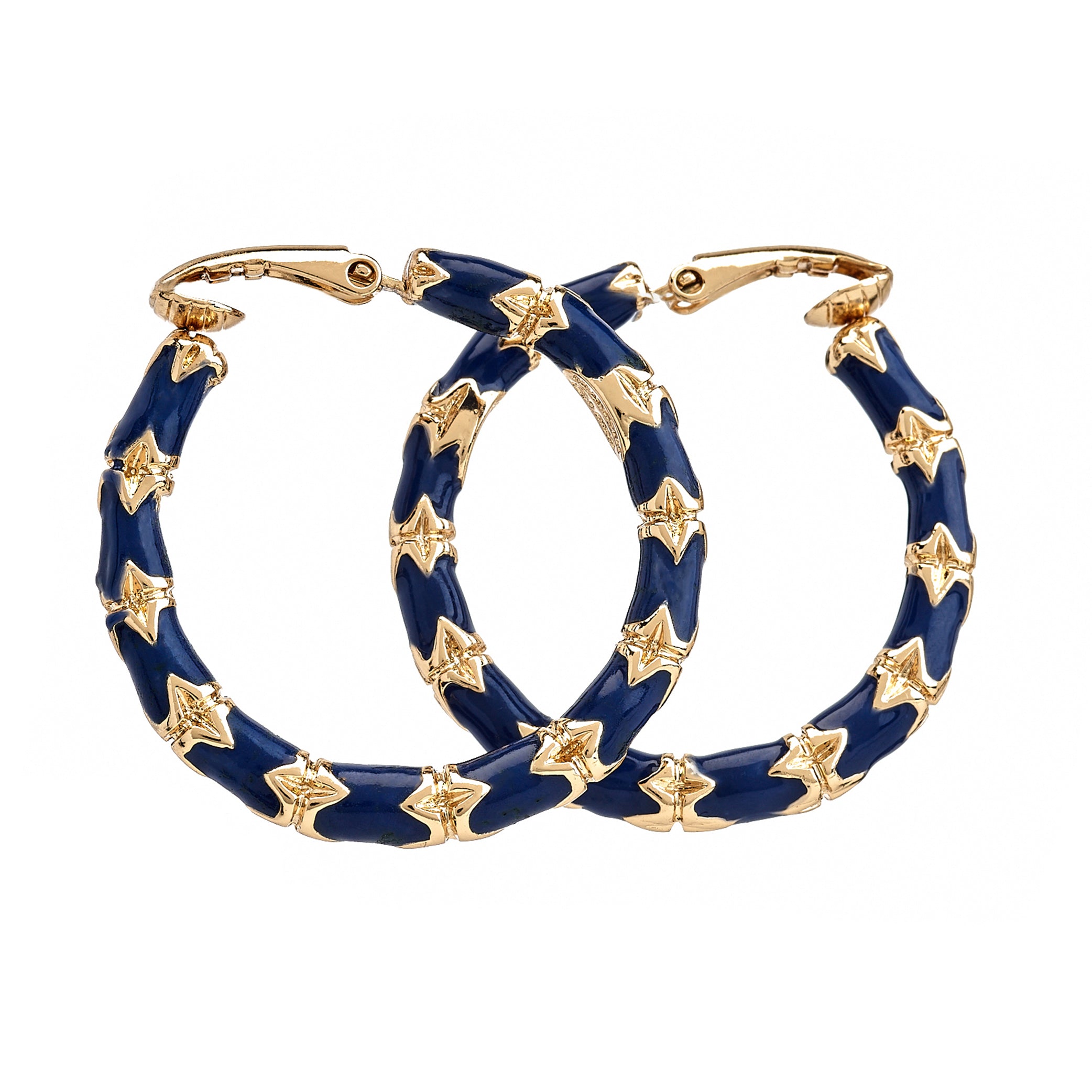 Lapis Bamboo Hoop Earrings