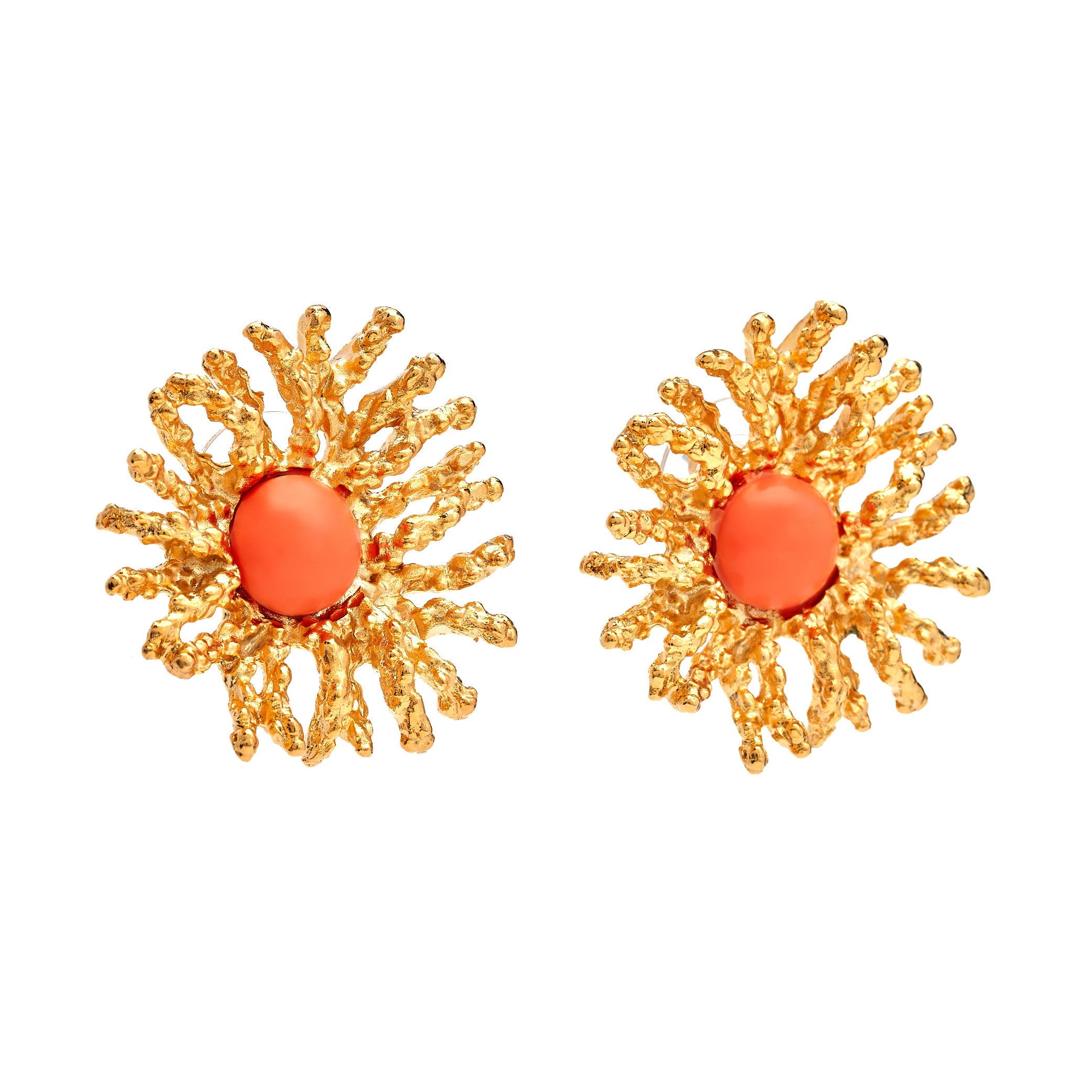 Coral Reef Pierced Earrings - Gold Coral