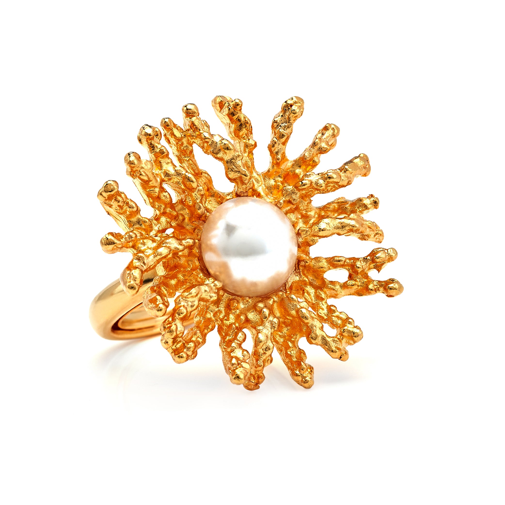 Coral Reef Ring - Gold Pearl