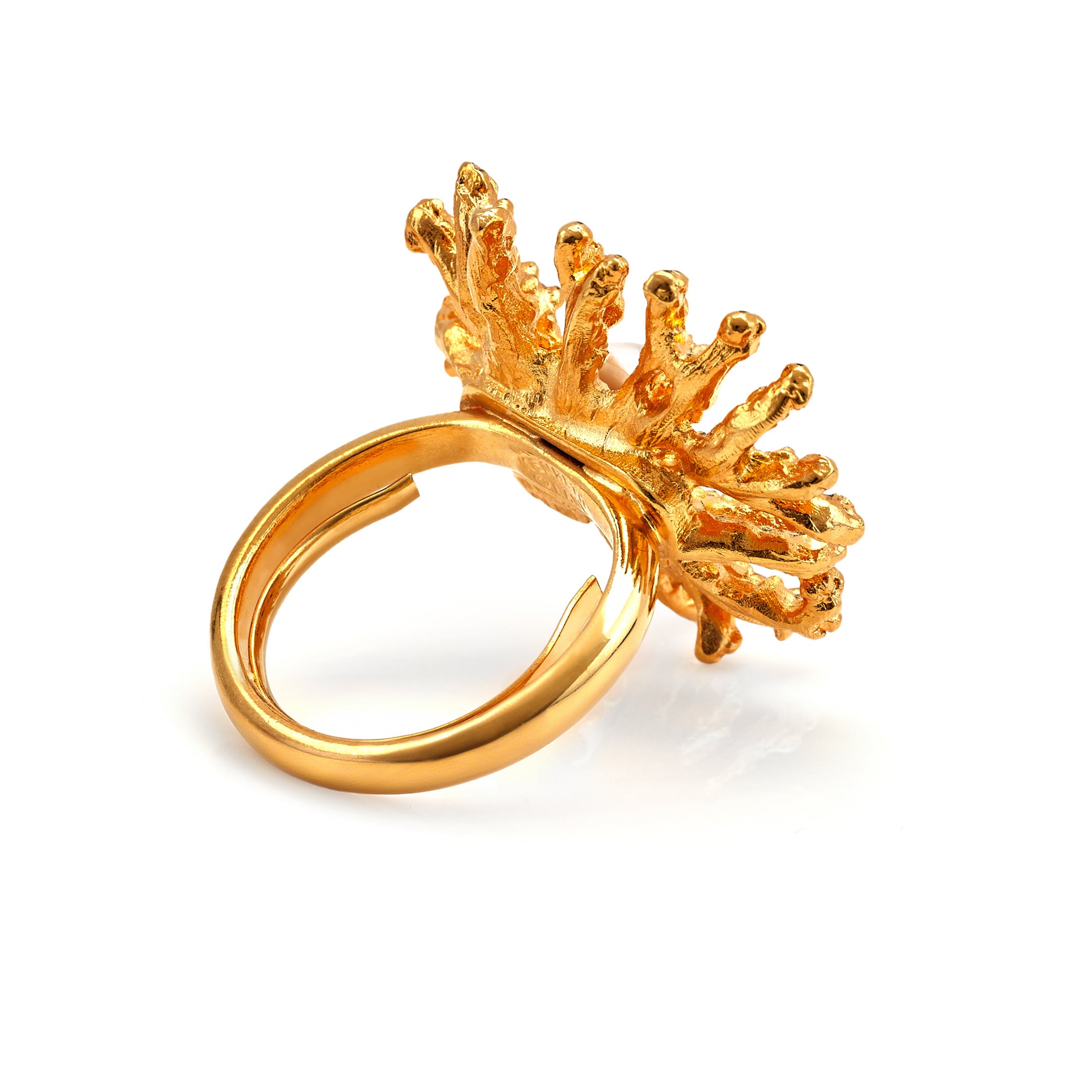 Coral Reef Ring - Gold Pearl