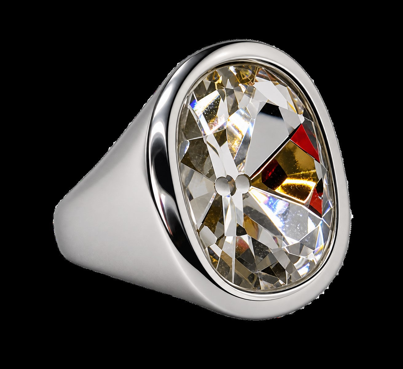 Polished Silver and Crystal Headlight Ring