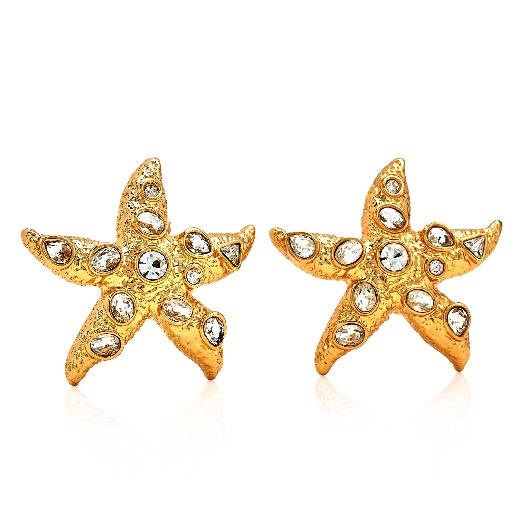 Crystal Starfish Clip-On Earrings