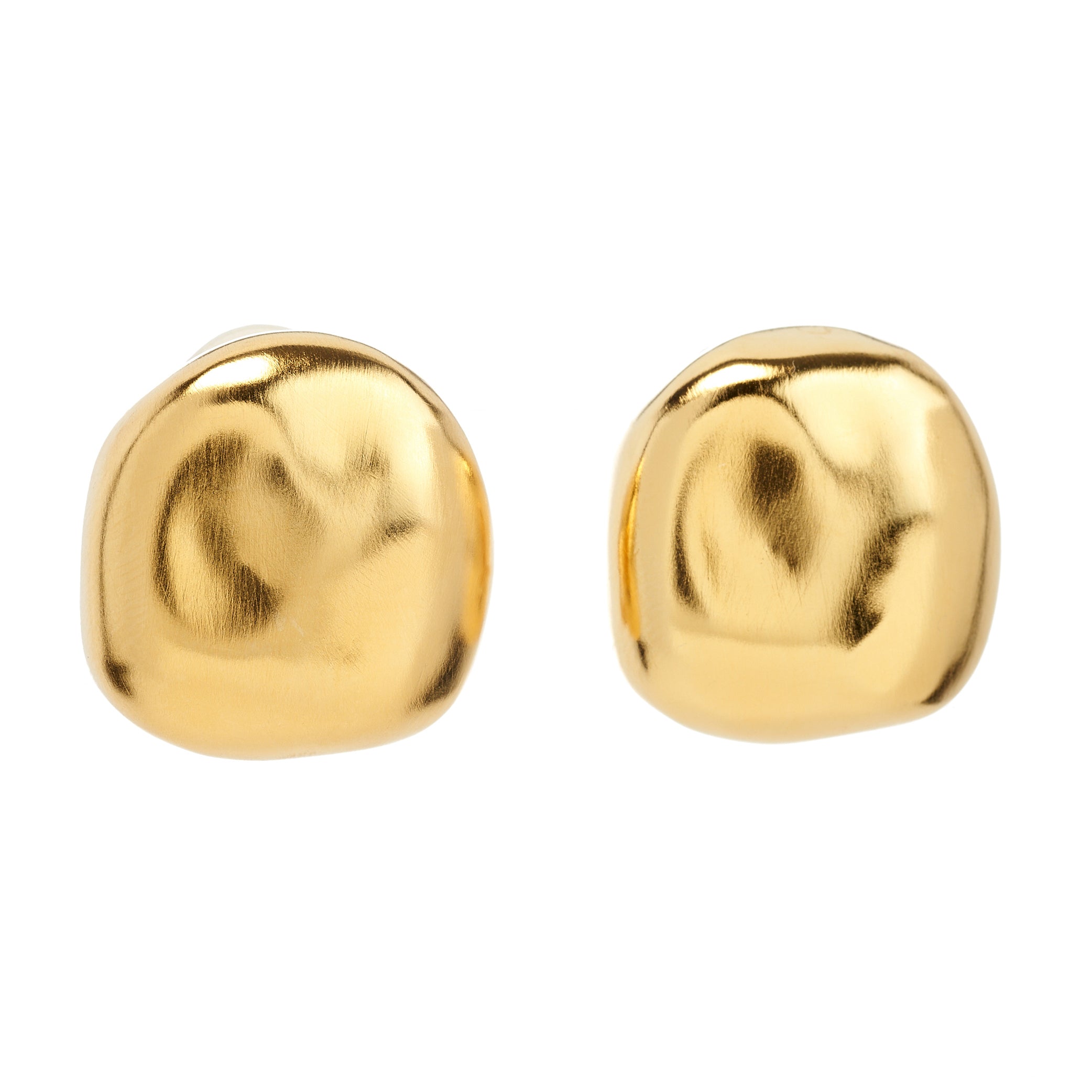 Gold Nugget Clip Earrings