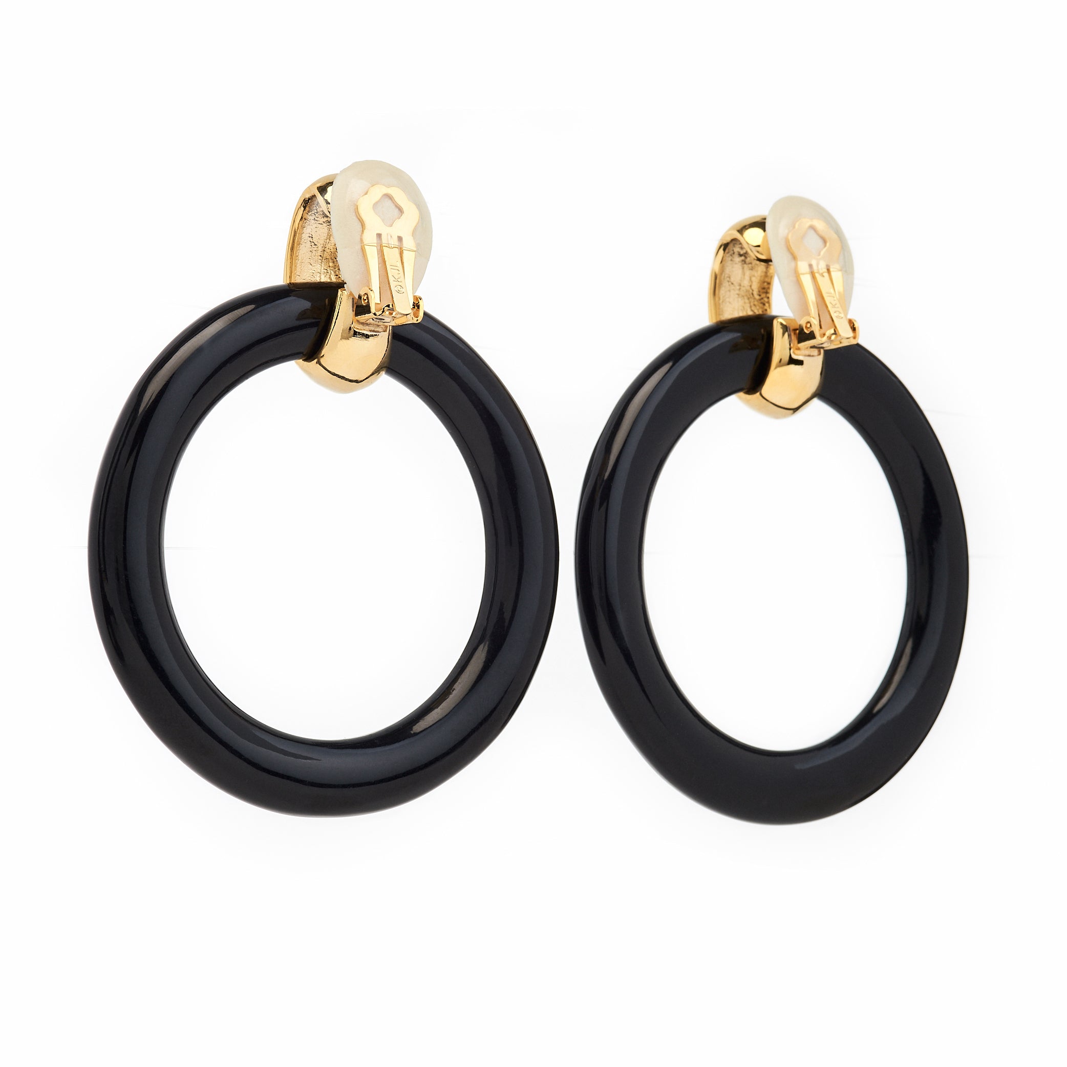 【新品未開封】POINTLESS JOURNEY EAR RING GOLD Black & Polished Gold Doorknocker Clip Earrings