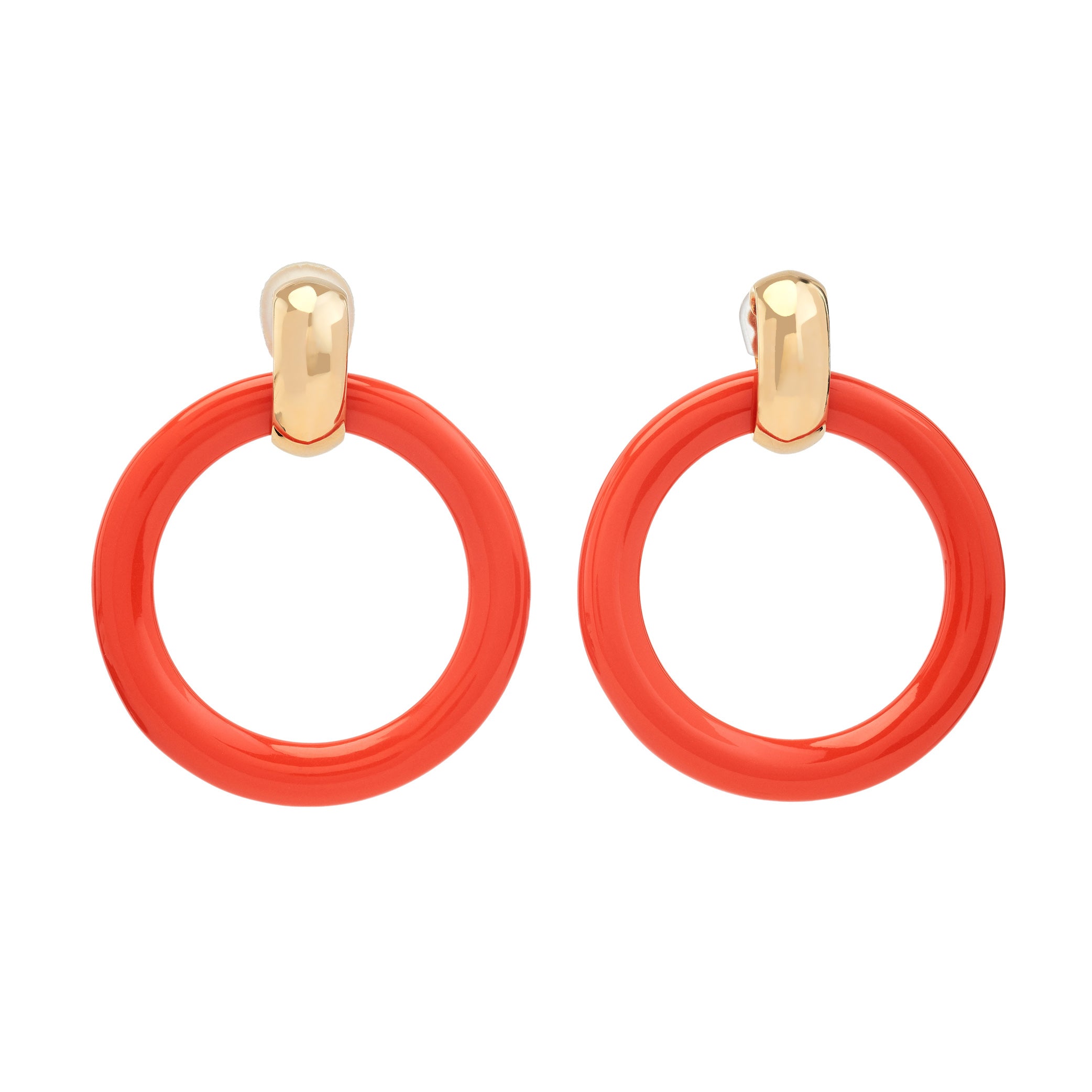 Coral Doorknocker Clip Earrings