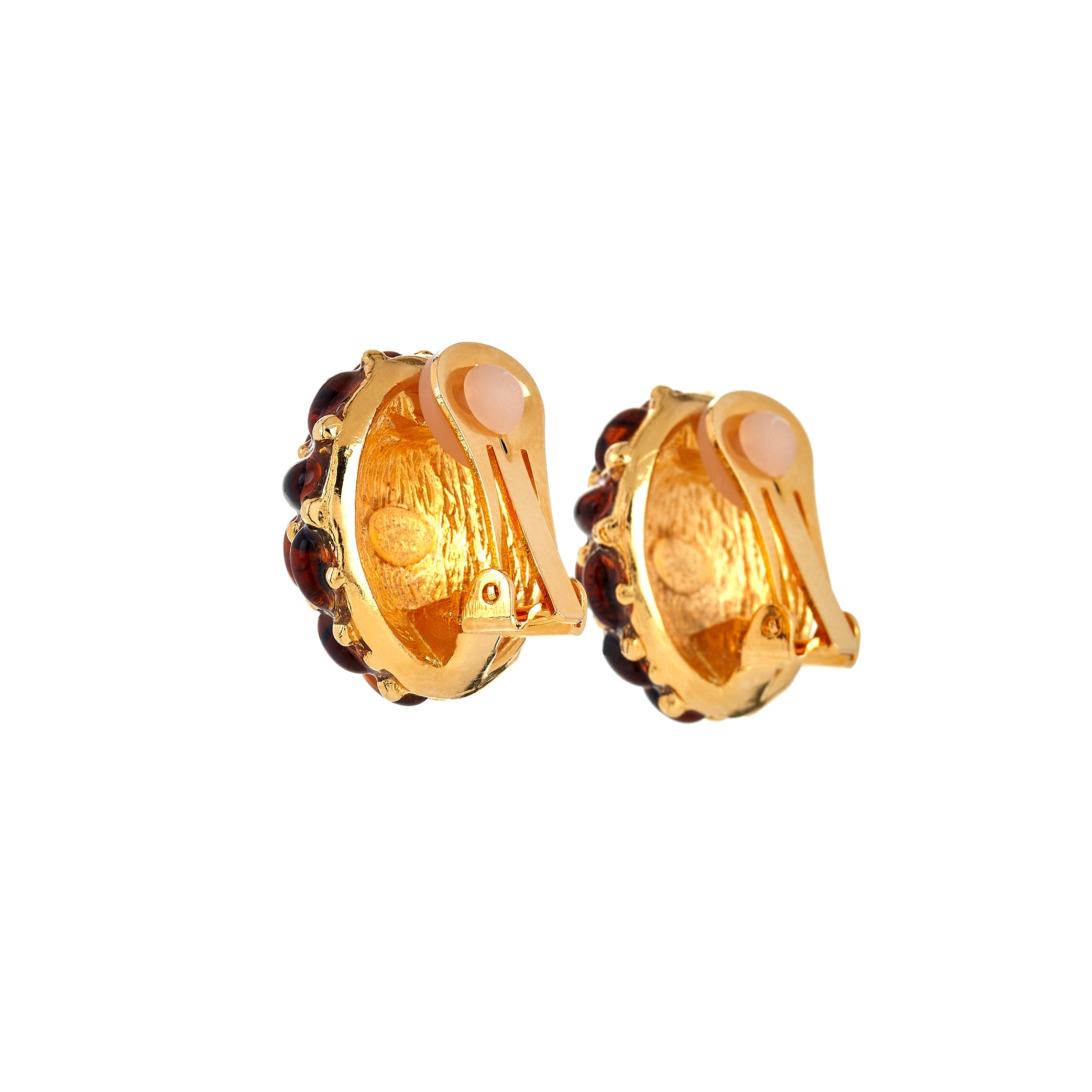 Tortoise Oval Button Clip Earrings