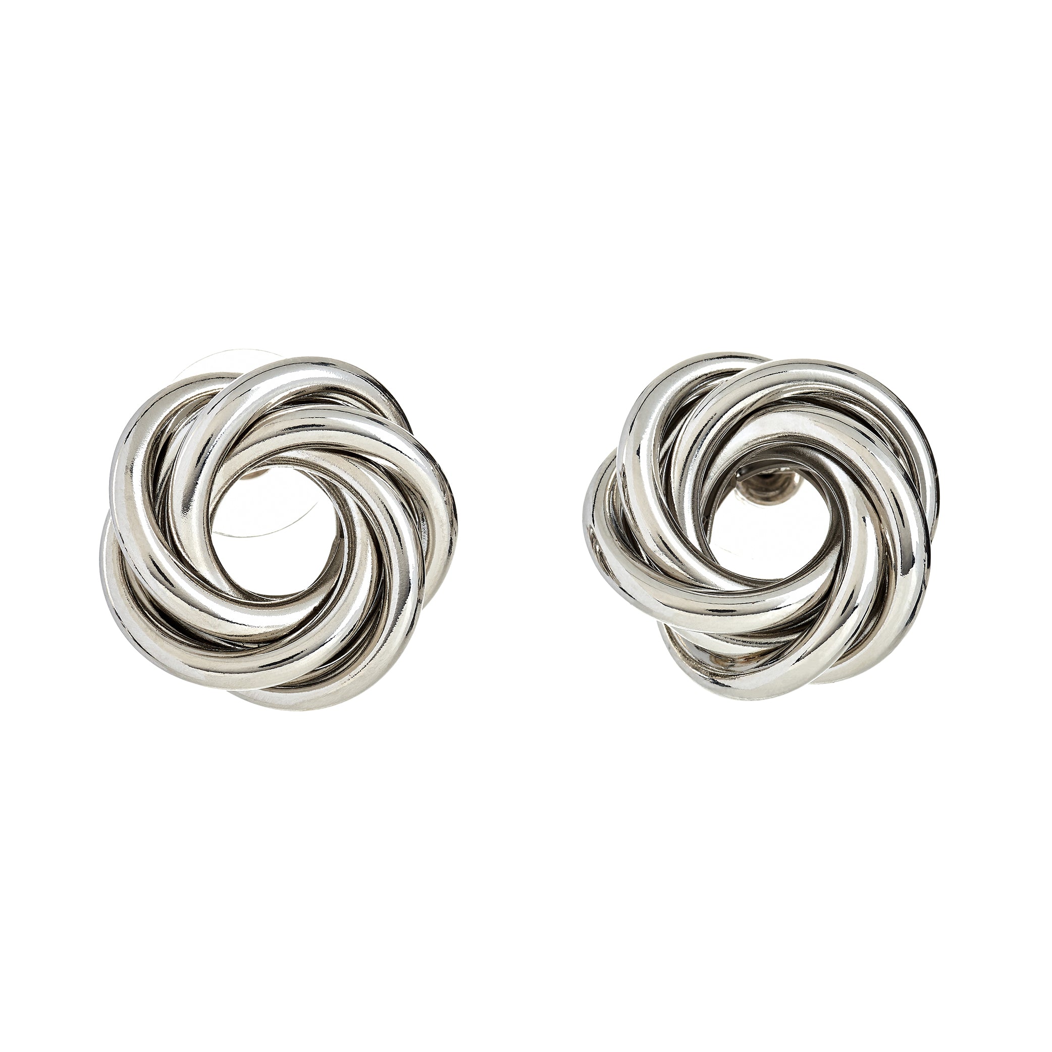 Silver 3D Swirl Love Knot Earrings